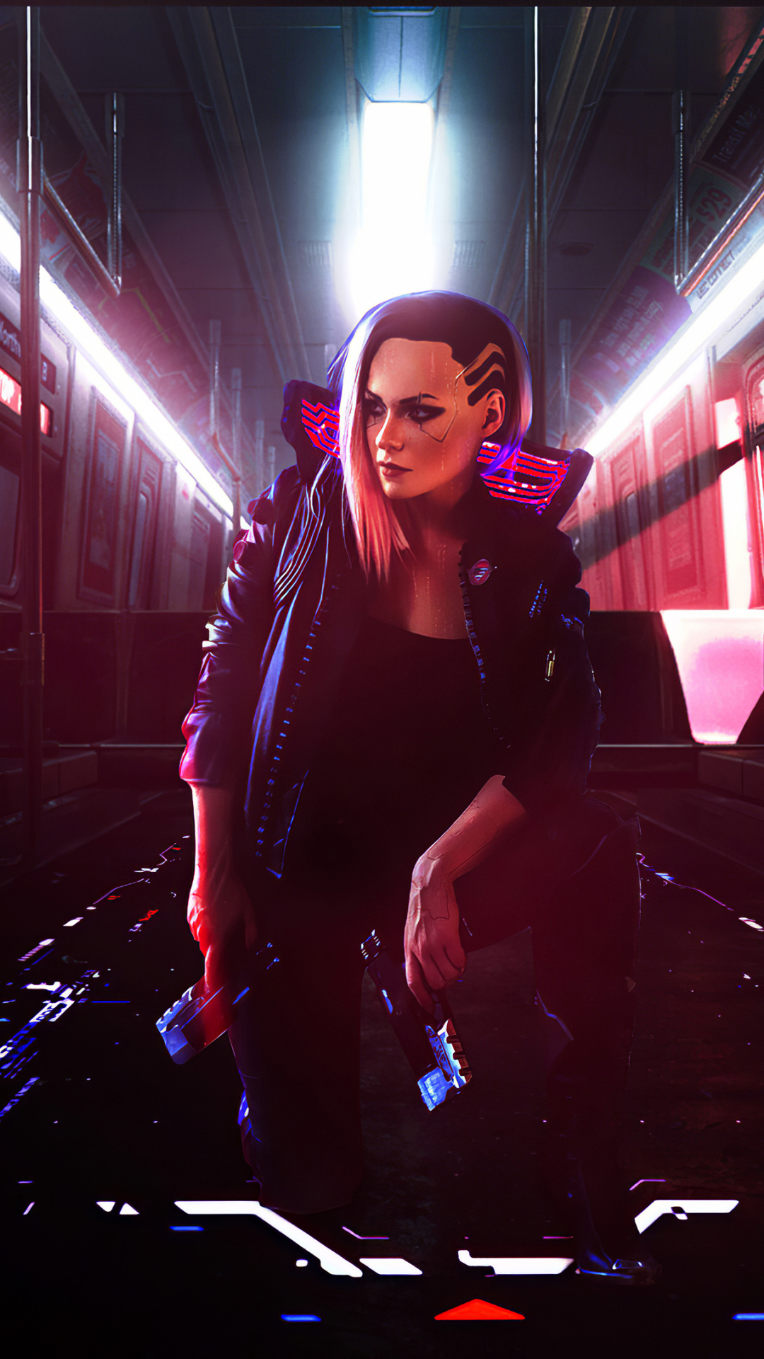 Download wallpaper 1366x768 woman, futuristic, cyberpunk 2077, game art,  tablet, laptop, 1366x768 hd background, 23105