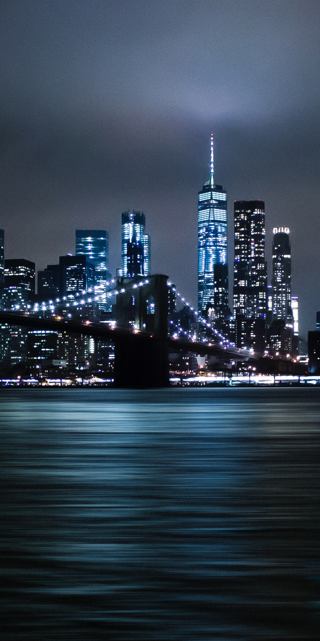 Brooklyn Bridge, night, cityscape, 1080x2160 wallpaper