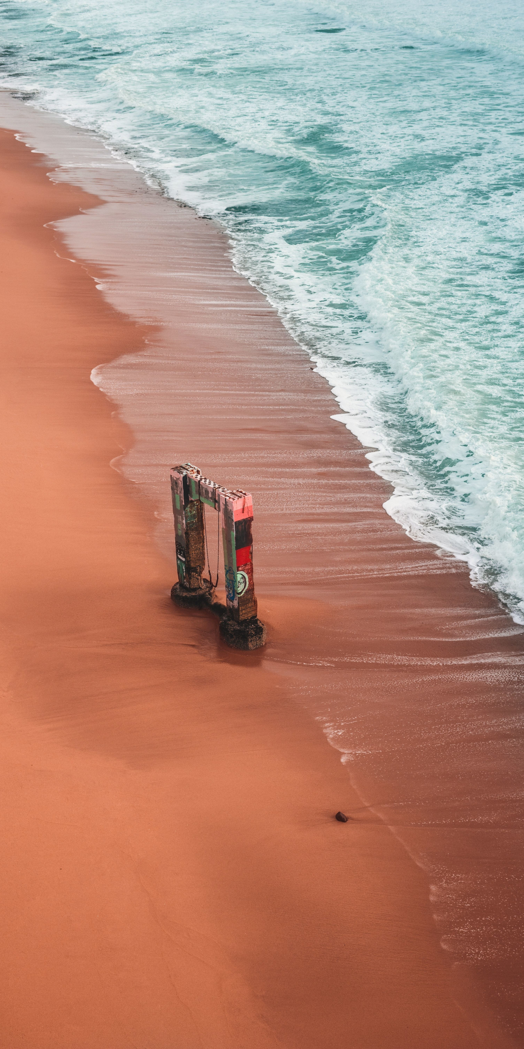 Aerial view, beach, sand at the shore, nature, 1080x2160 wallpaper