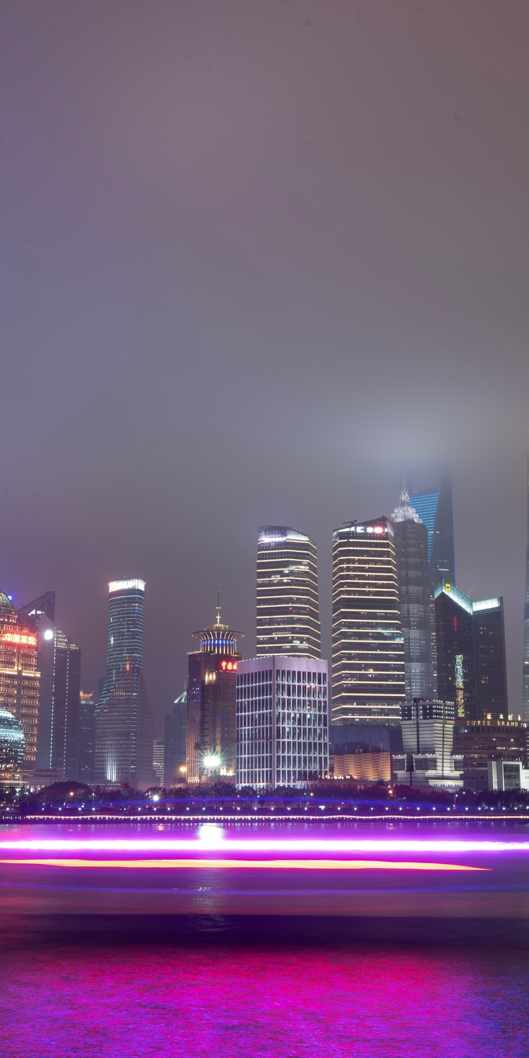 Urban city, Shanghai, night, cityscape, 1080x2160 wallpaper
