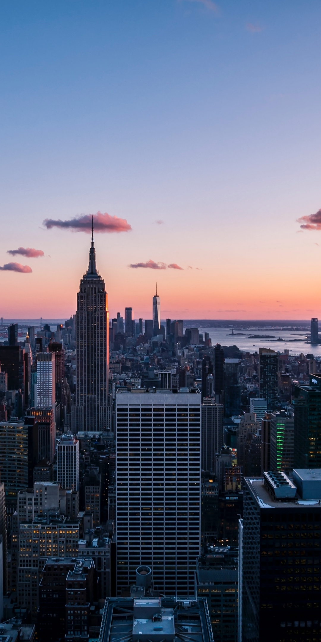 Cityscape, evening, buildings, New York, 1080x2160 wallpaper