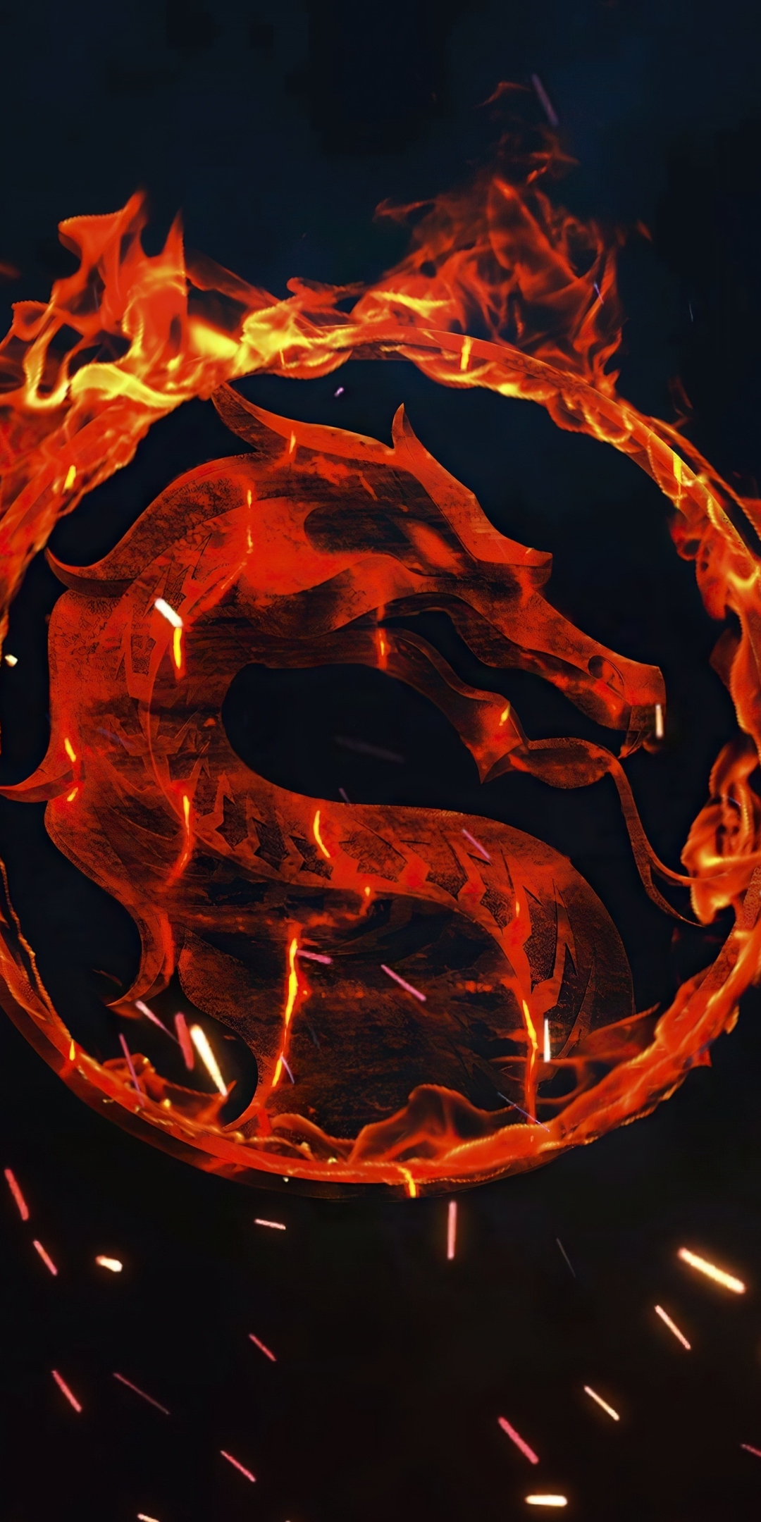 Mortal Kombat, fire, logo, 1080x2160 wallpaper