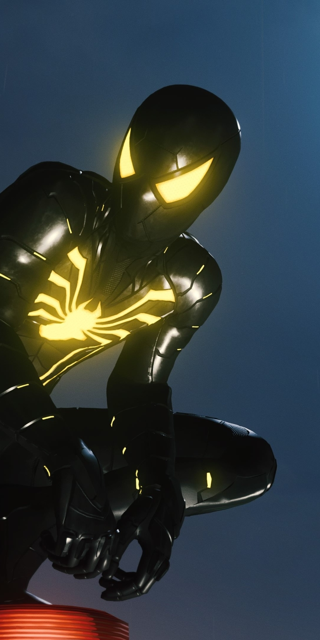 Spider-man, armour, MK II suit, dark, black, 1080x2160 wallpaper