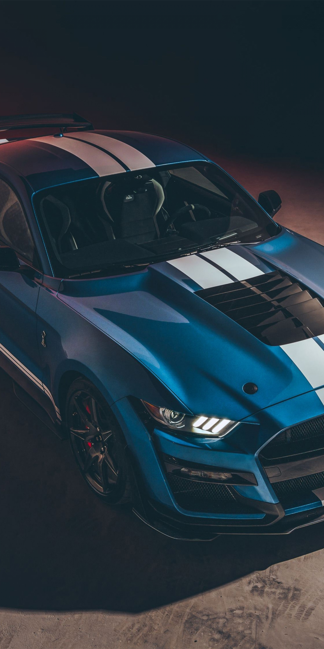 2023 Ford Mustang Shelby GT500, blue sports car, 1080x2160 wallpaper