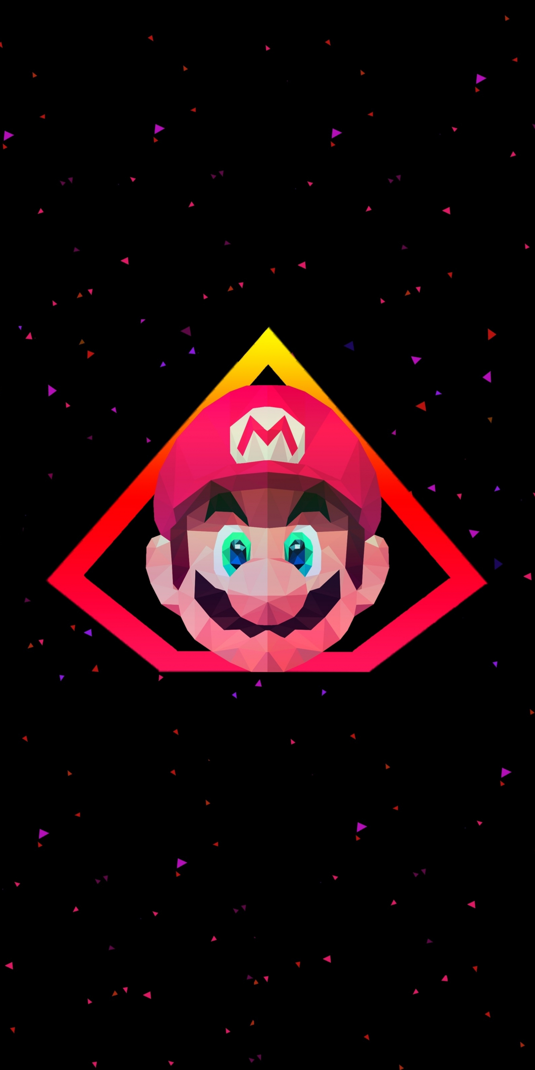 Super Mario, low poly, minimal, 1080x2160 wallpaper