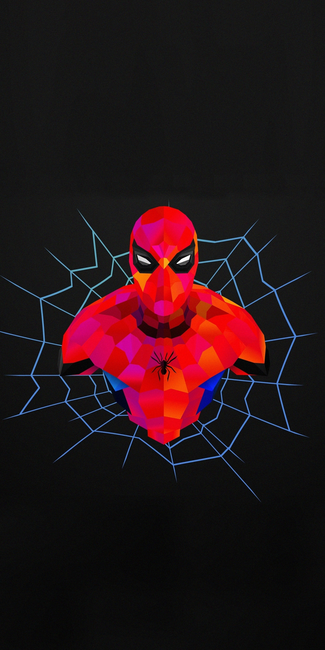 Spider-man, abstract, minimal, 1080x2160 wallpaper