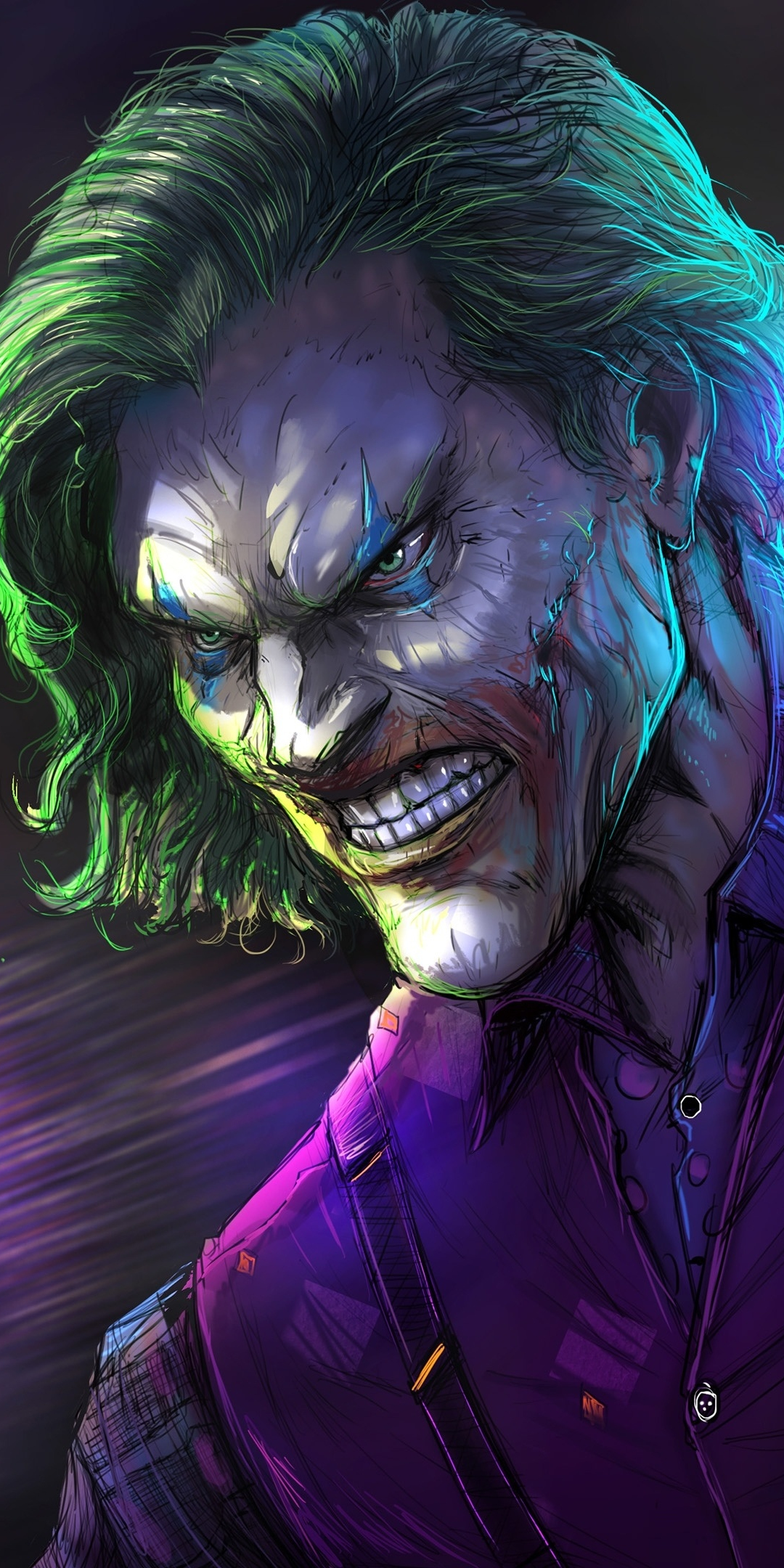 Angry joker, villain, gree hair, villain, dc comics, 1080x2160 wallpaper