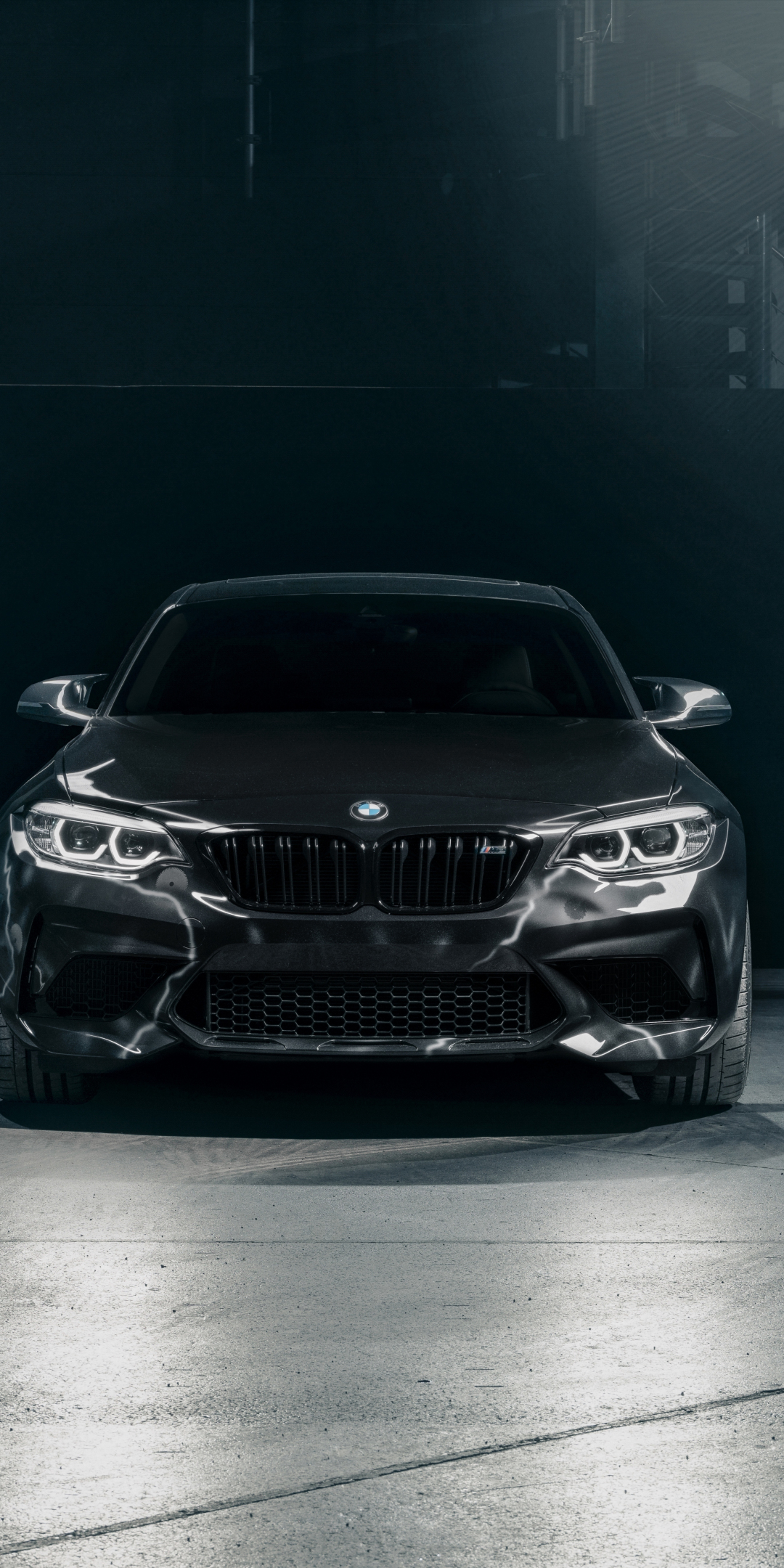 Black, front-view, BMW M2, 1080x2160 wallpaper