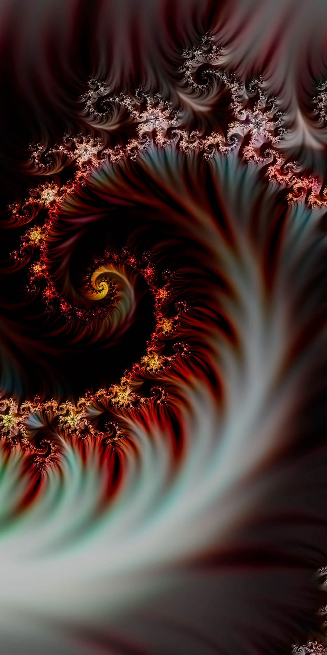 Fractal, spiral, digital art, 1080x2160 wallpaper