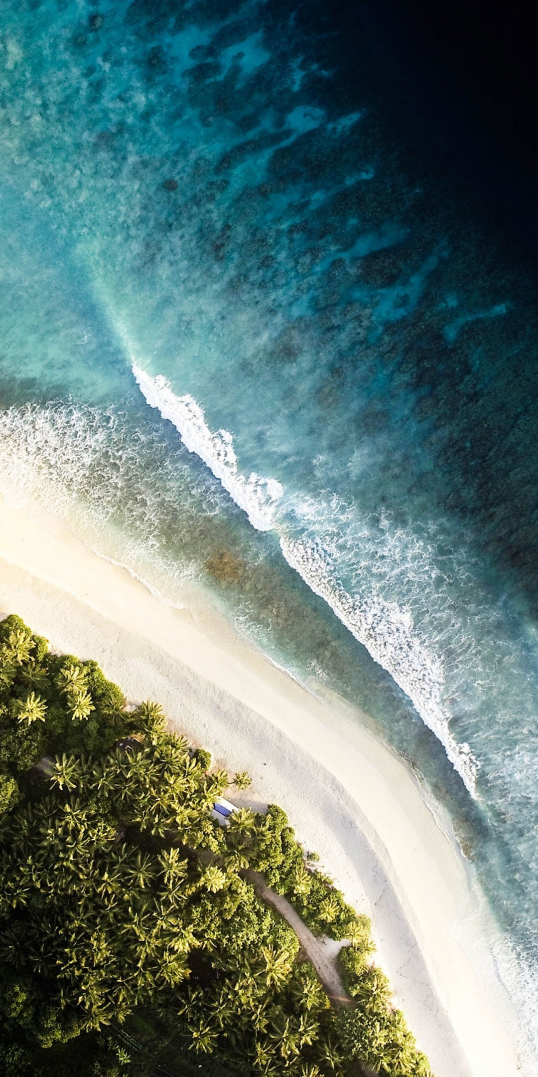 Island, aerial view, beach, nature, 1080x2160 wallpaper