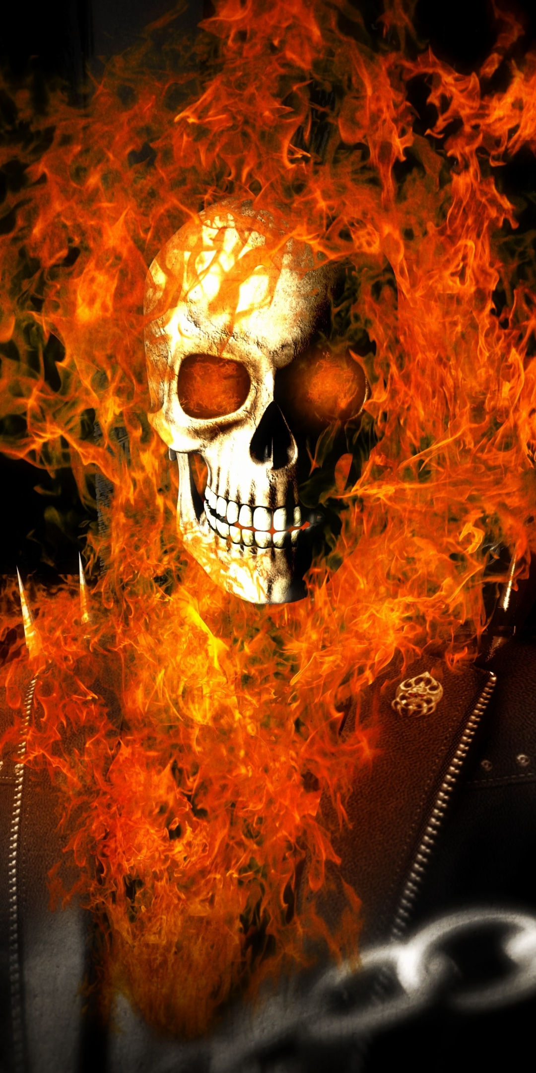 Skull and fire, Ghost Rider, superhero, 1080x2160 wallpaper