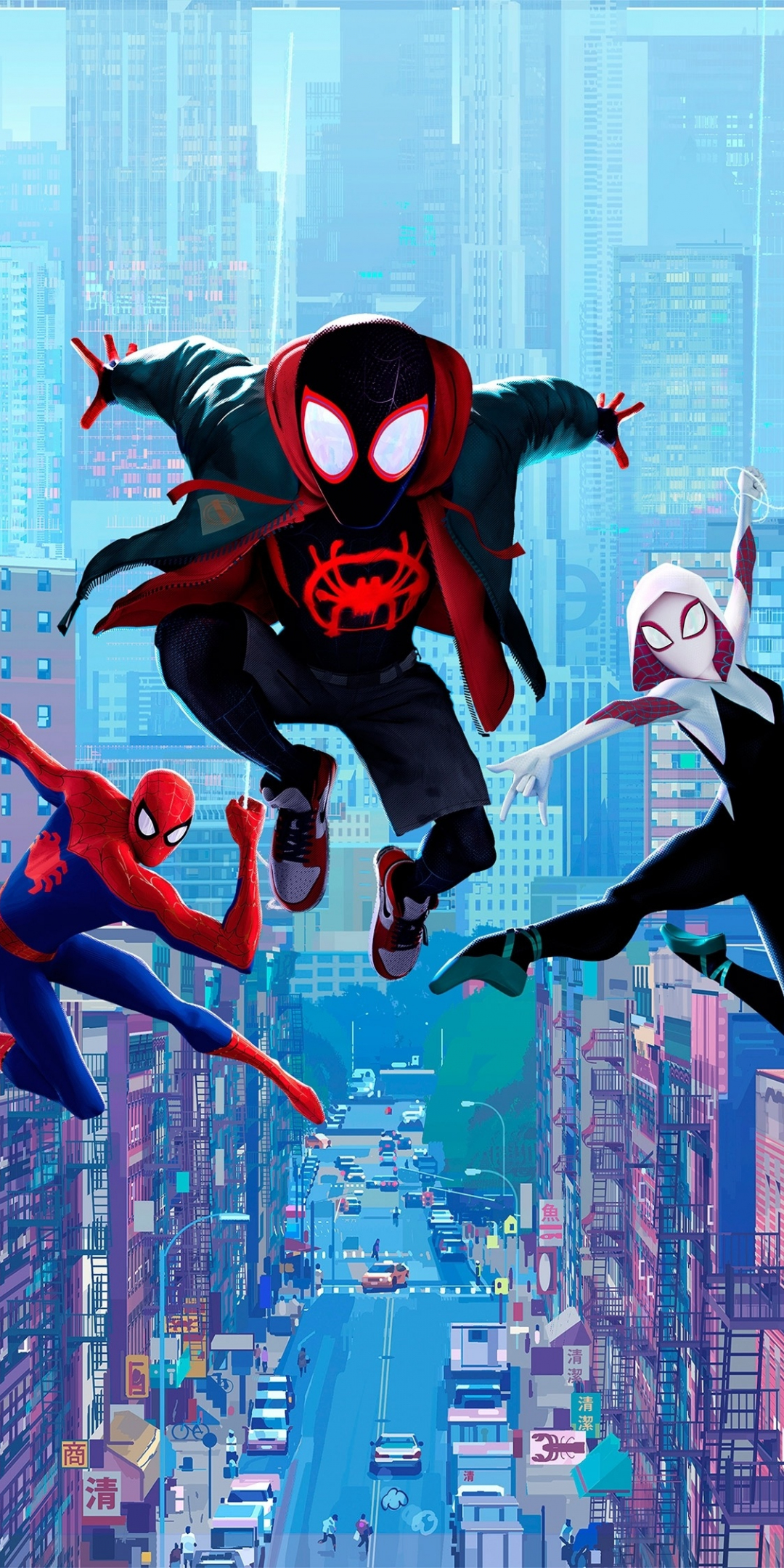 Download wallpaper 1080x2160 movie, fan art, spider-man: into the