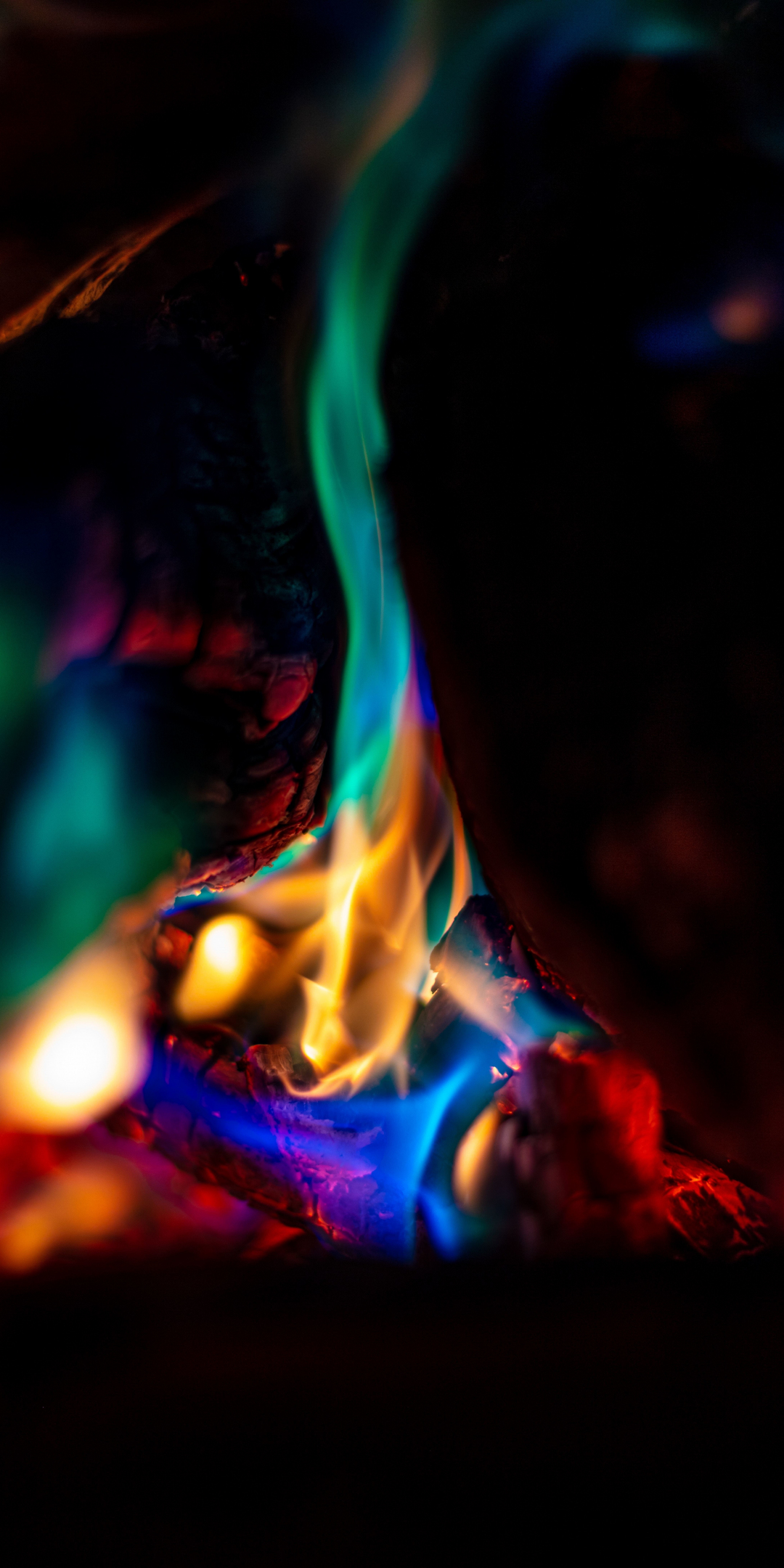 Colorful flame, fire, 1080x2160 wallpaper