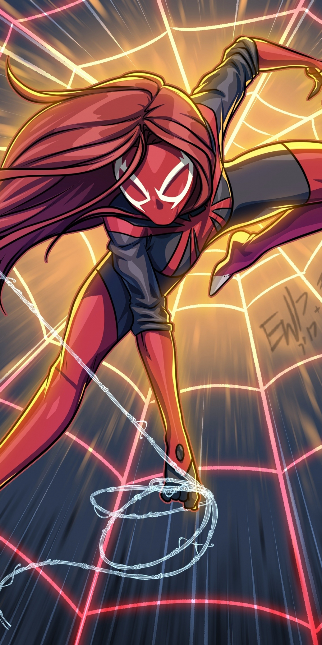 Spider-MJ, spider-girl, artwork, 1080x2160 wallpaper