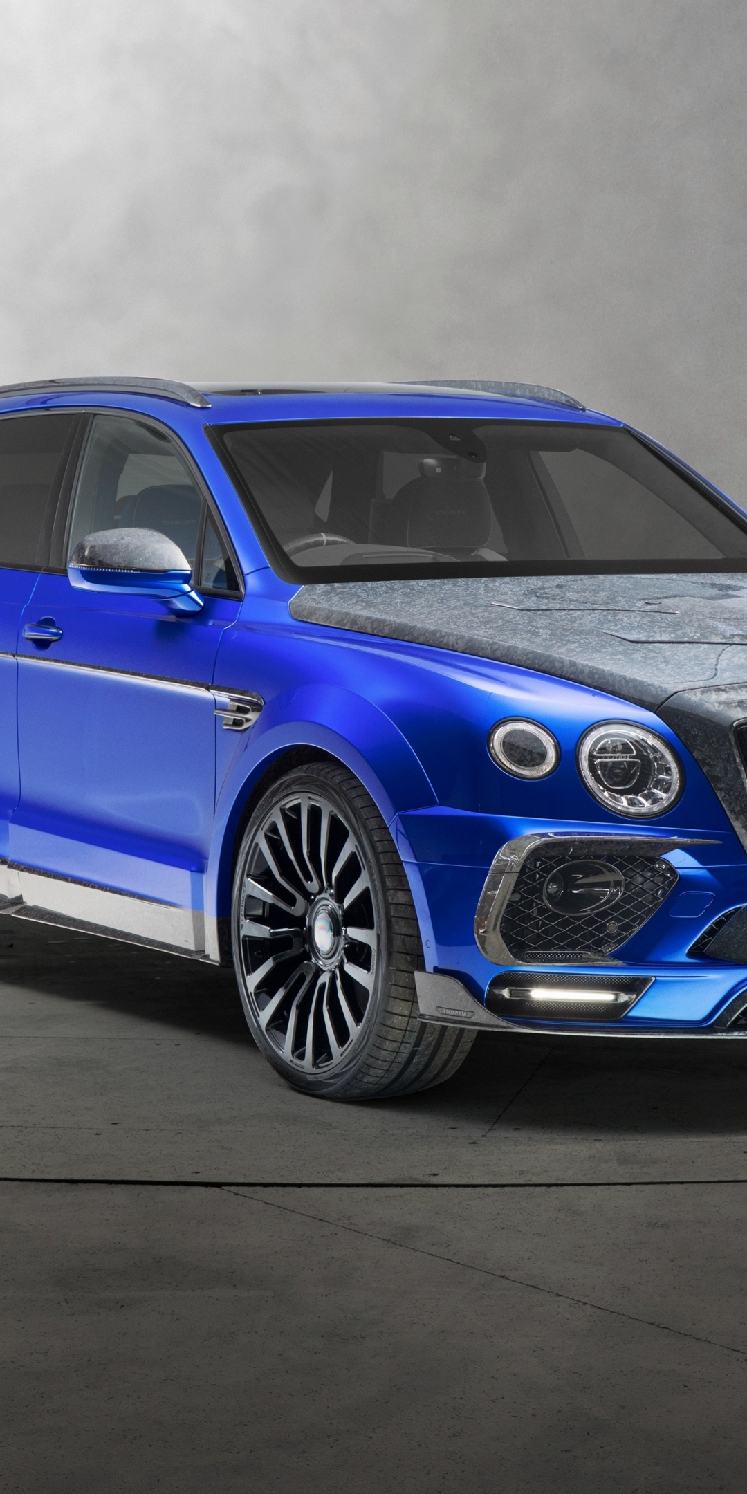 Blue, compact SUV, Bentley Bentayga, 1080x2160 wallpaper