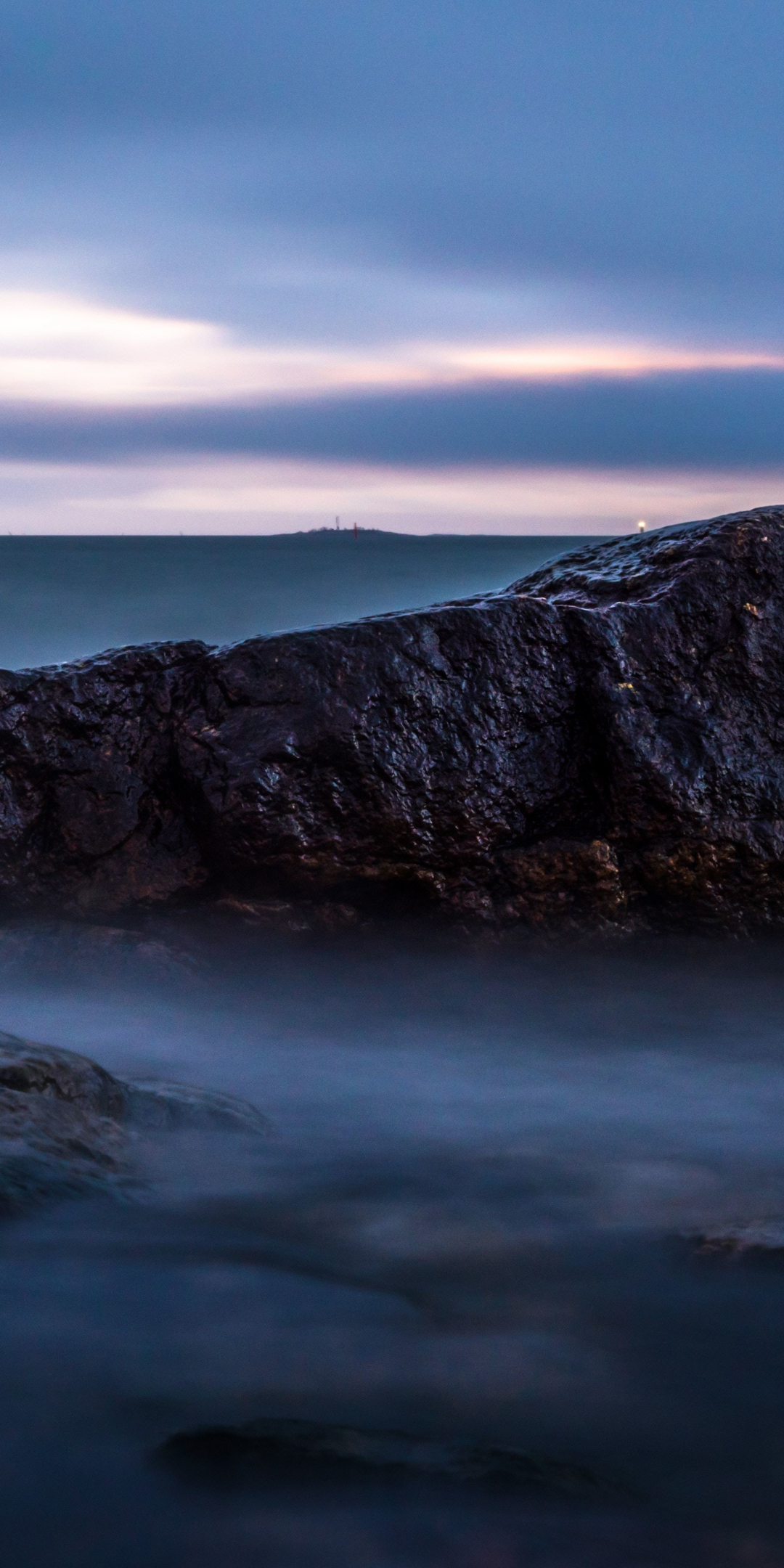Evening, mist, coast, rocks, nature, 1080x2160 wallpaper