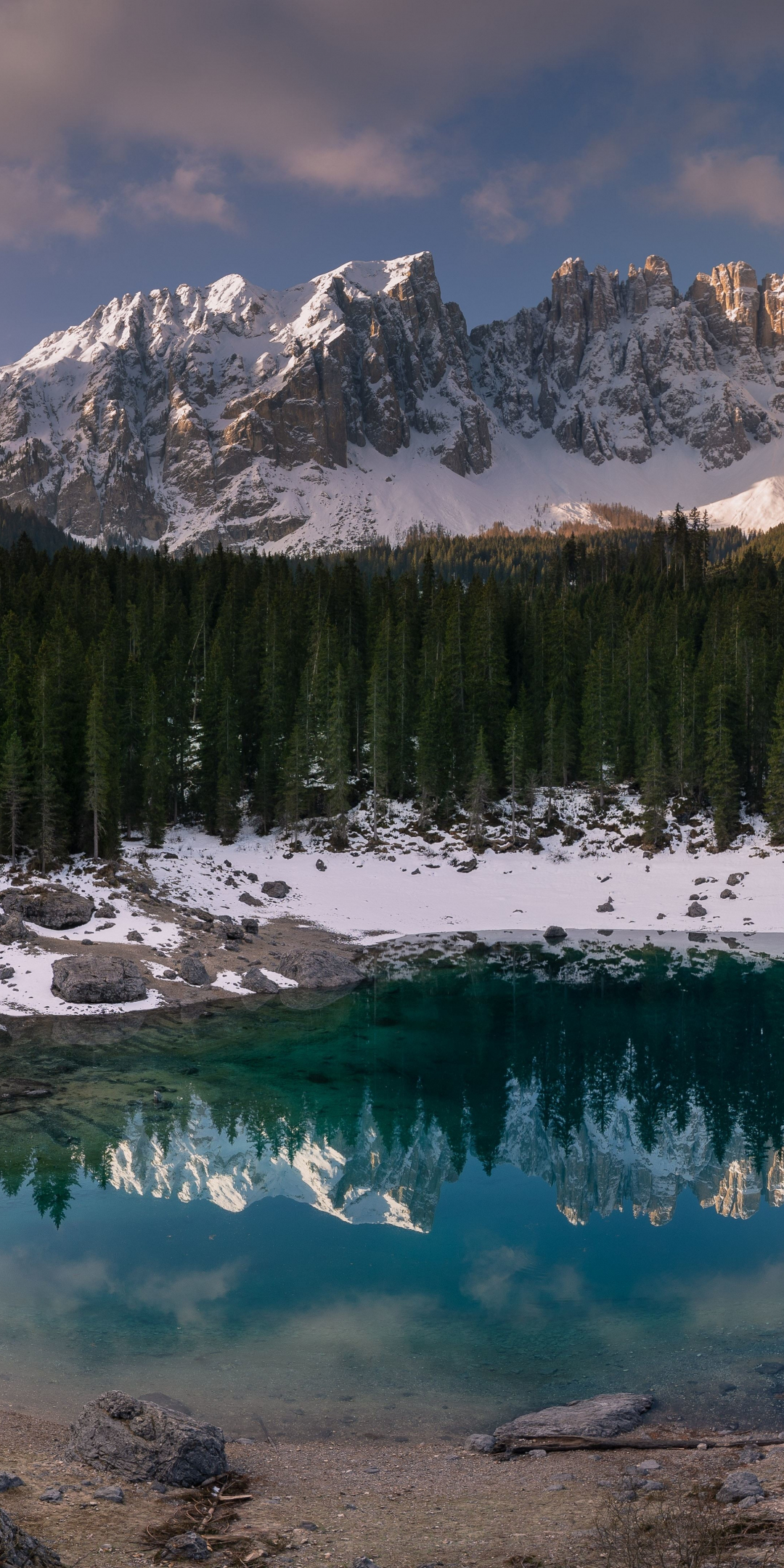 Forest, lake, mountains, nature, Italy, 1080x2160 wallpaper