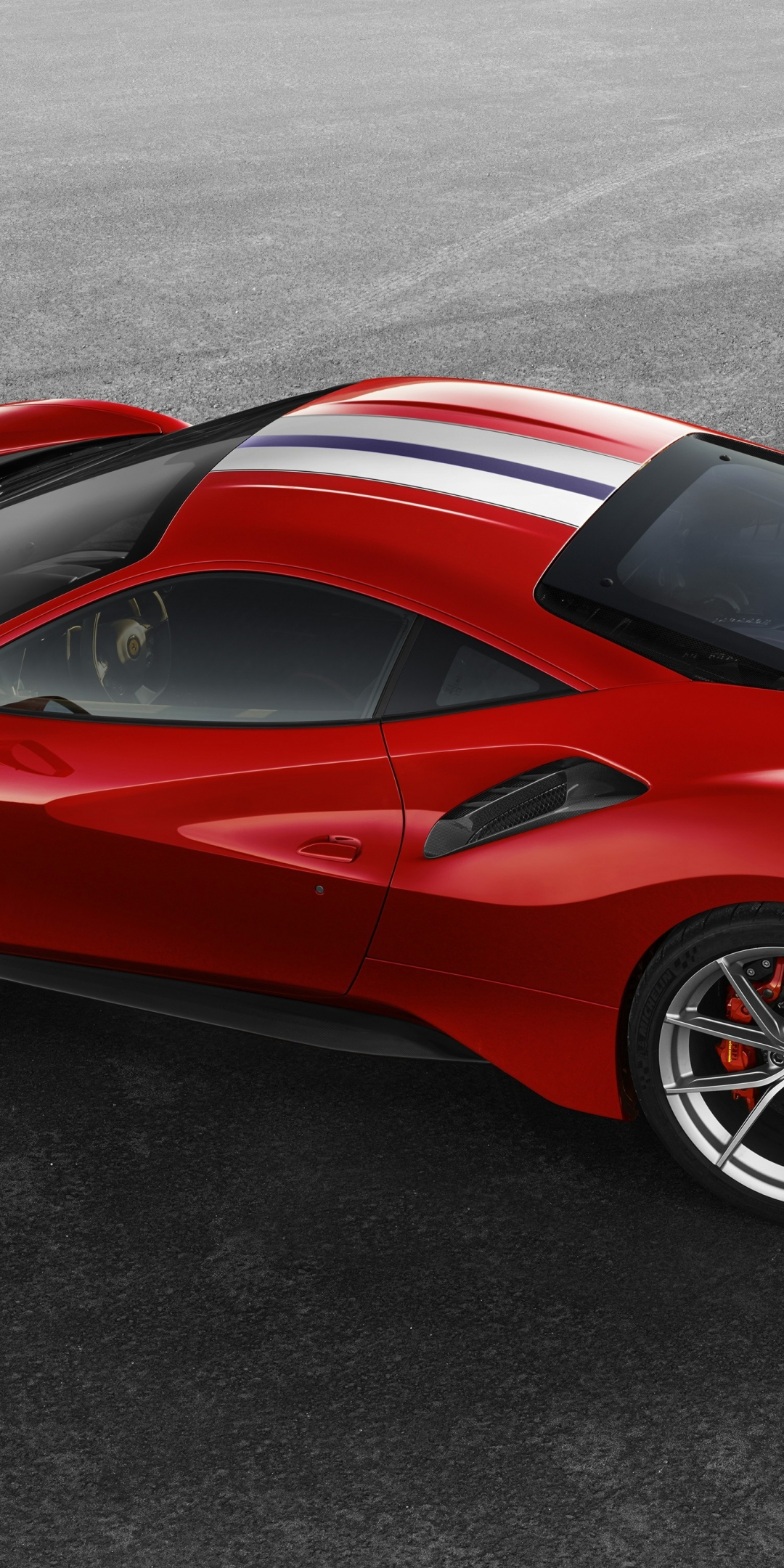 Top view, Ferrari 488 pista, hyper-car, 1080x2160 wallpaper