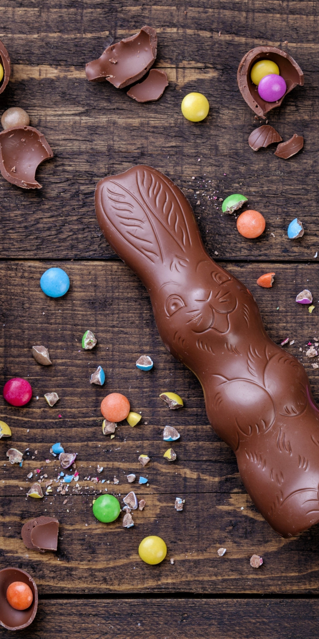 Chocolate, bunny, easter, eggs, 1080x2160 wallpaper