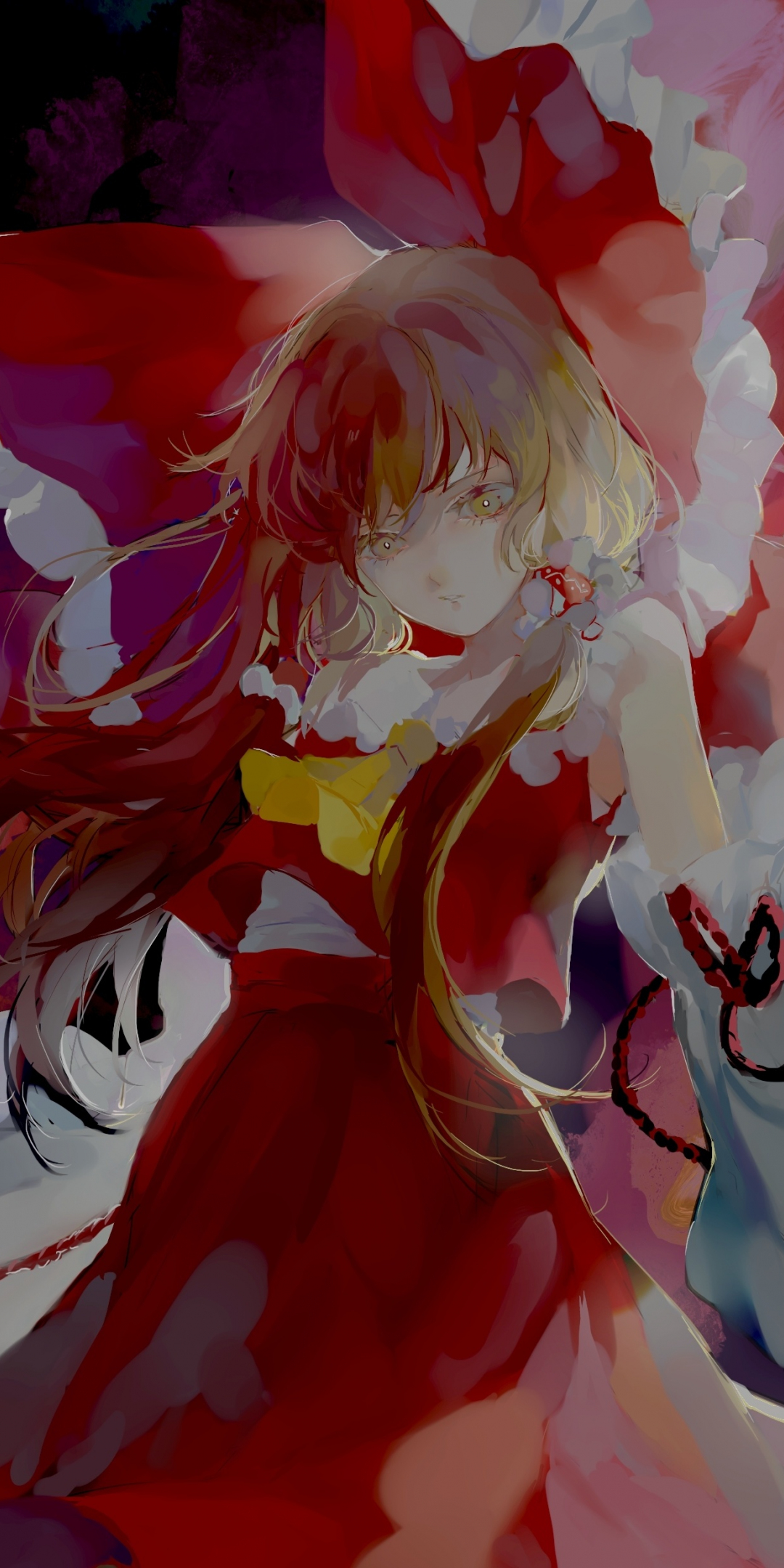 Reimu Hakurei, colorful, beautiful, art, 1080x2160 wallpaper