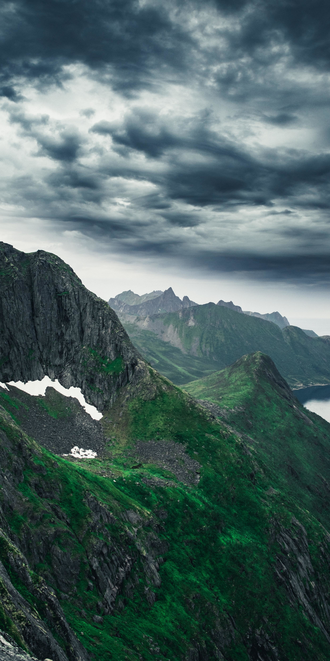 Green mountains, coast, nature, mountain range, nature, 1080x2160 wallpaper