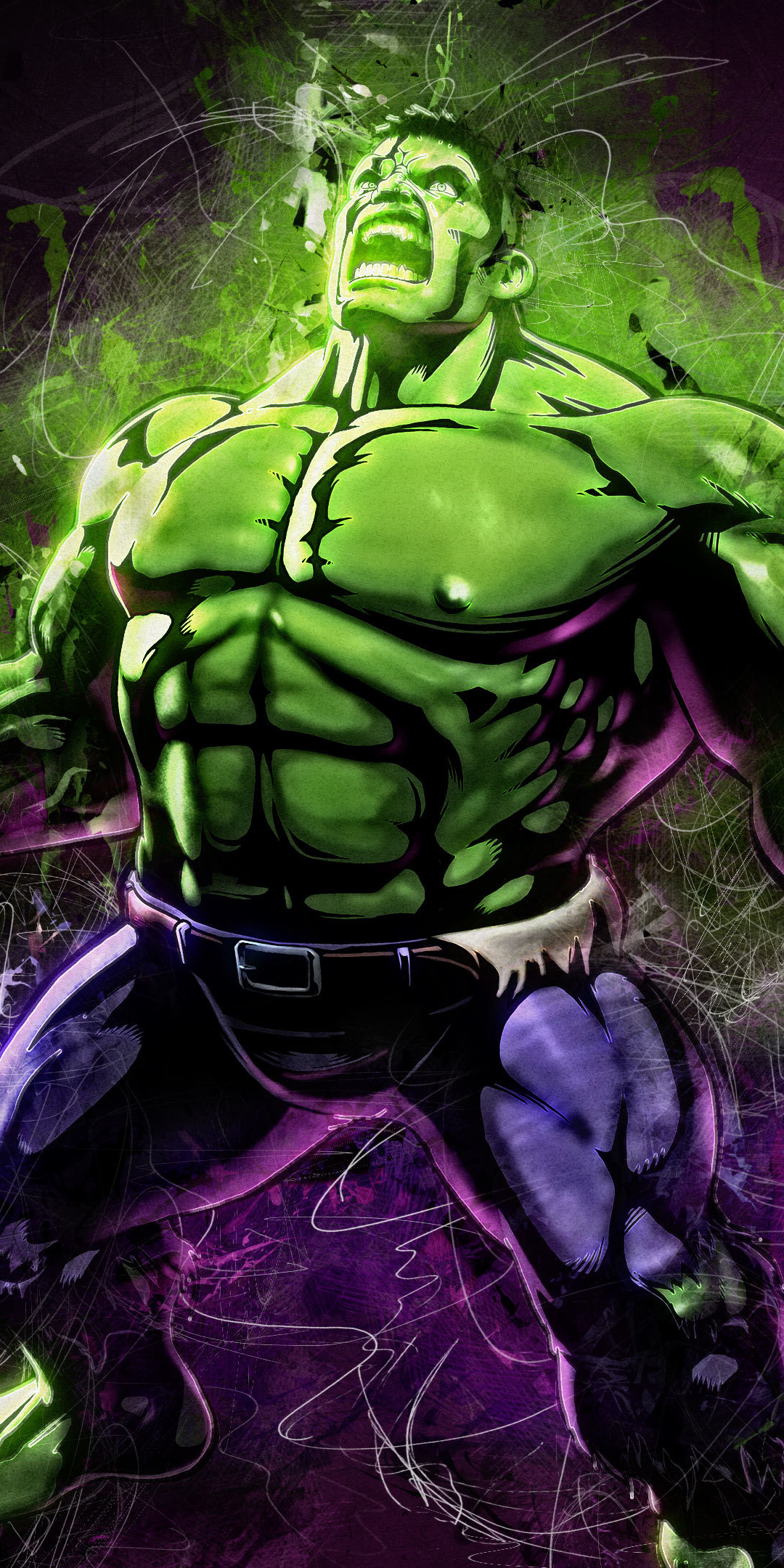 Angry hulk, marvel, superhero, fan art, 1080x2160 wallpaper