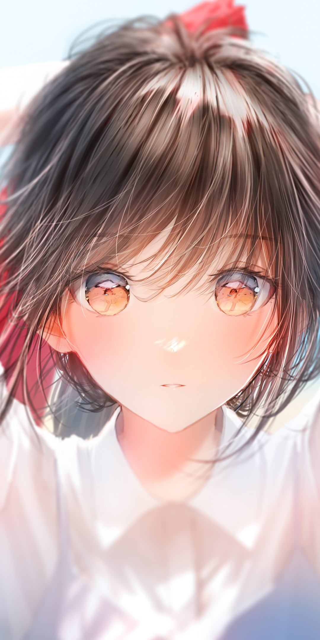 Curious and cute eyes, girl anime, original, 1080x2160 wallpaper