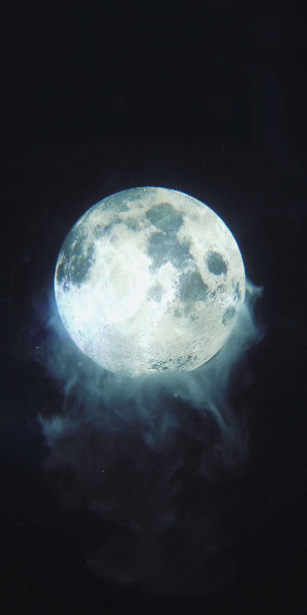 Moon, glow, smoke, dark, 1080x2160 wallpaper