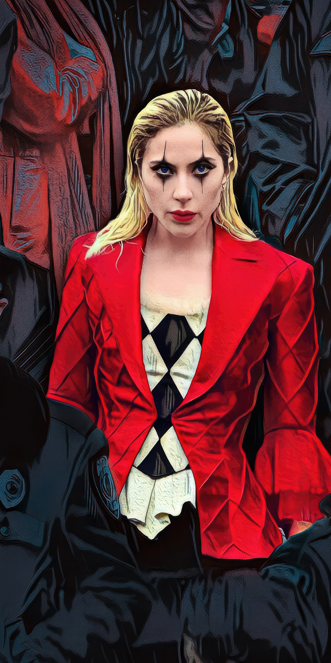 Lady Gaga, joker's cosplay, singer, celebrity, 2023, 1080x2160 wallpaper