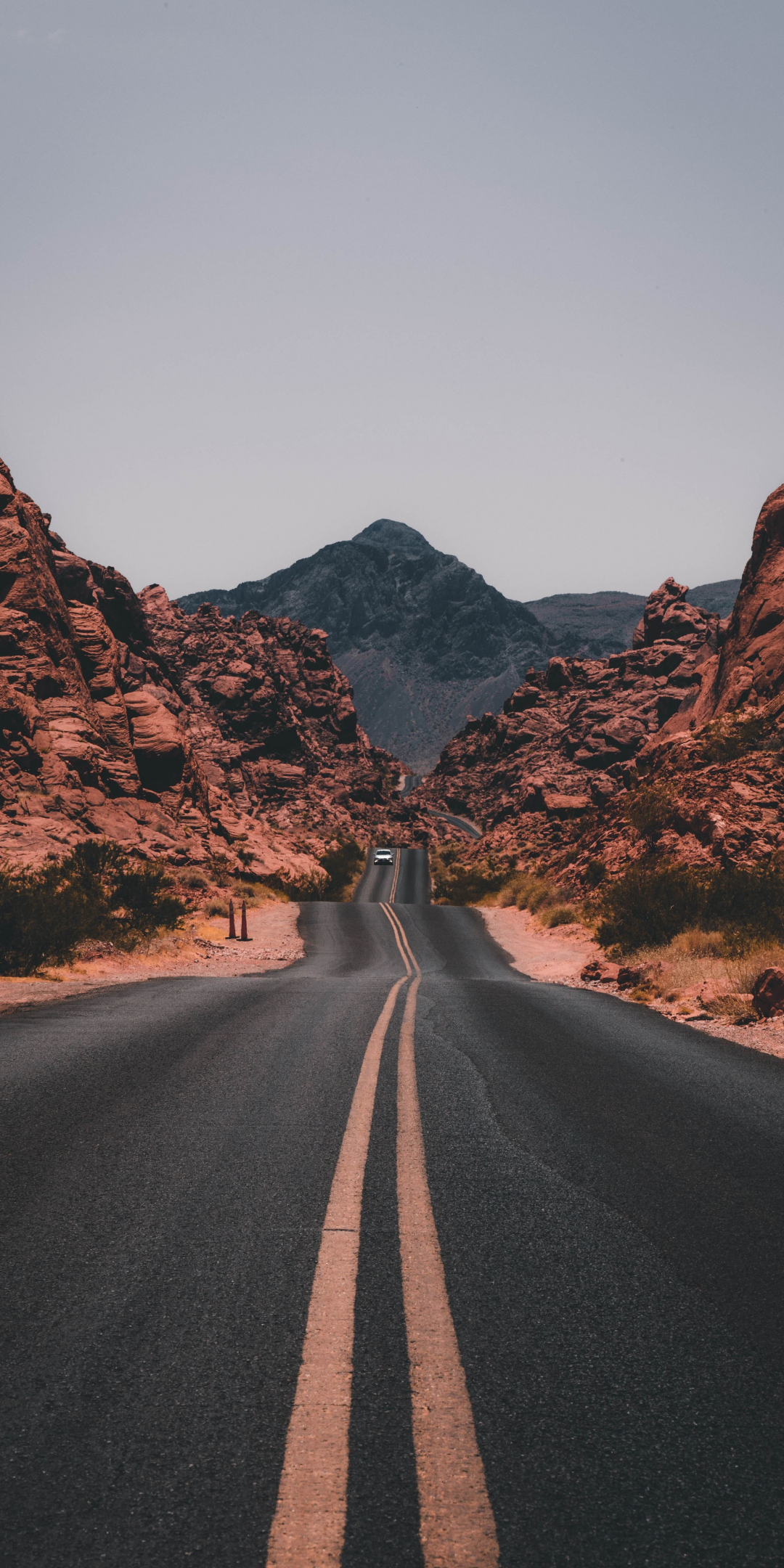 Valley, rocks, mountains, road, highway, 1080x2160 wallpaper