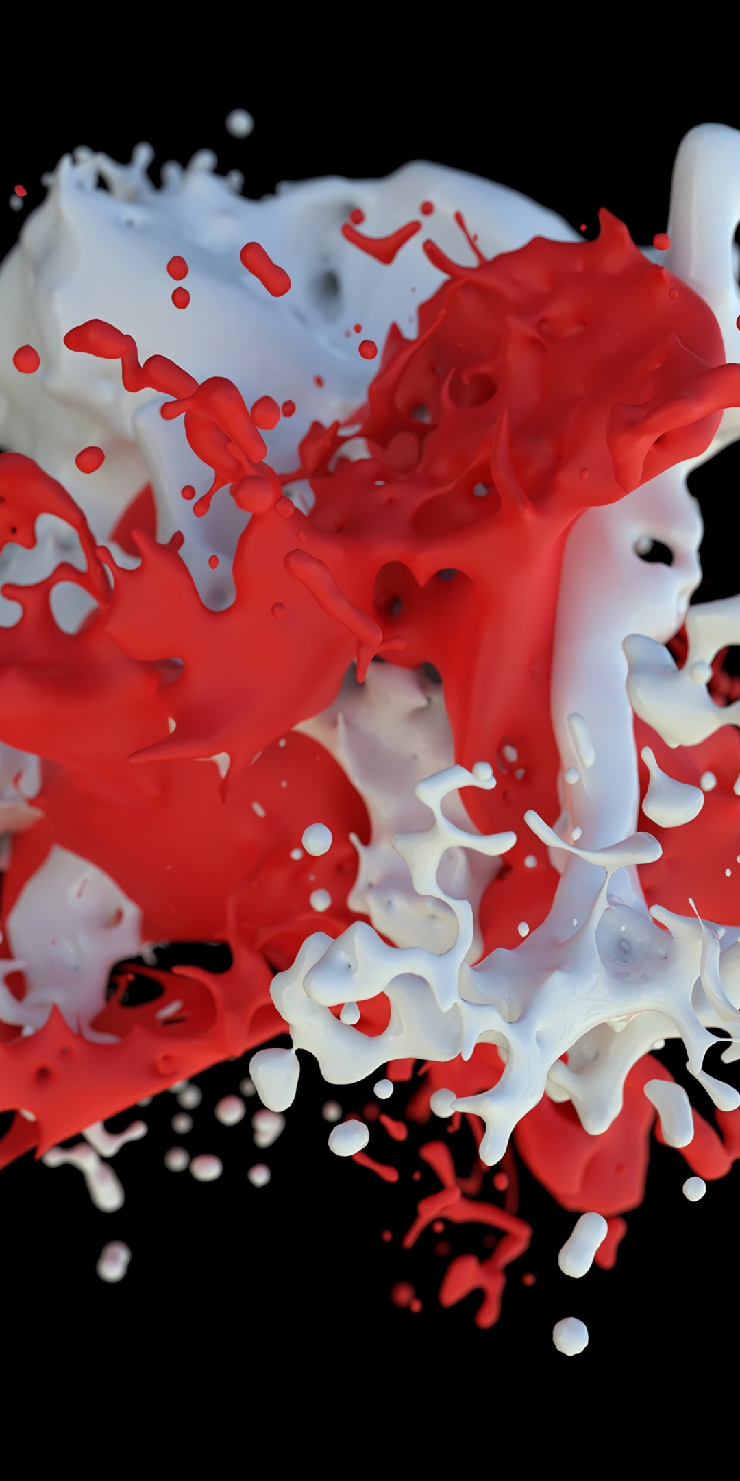 Paint, white-red clot, splash, 1080x2160 wallpaper