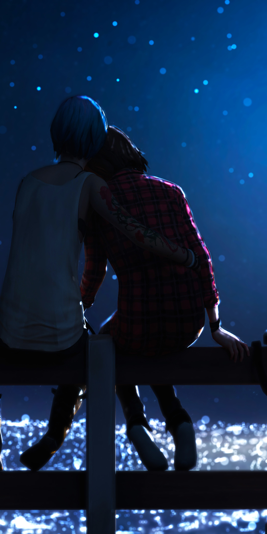 Outdoor, night, couple, video game, Life is strange, 1080x2160 wallpaper