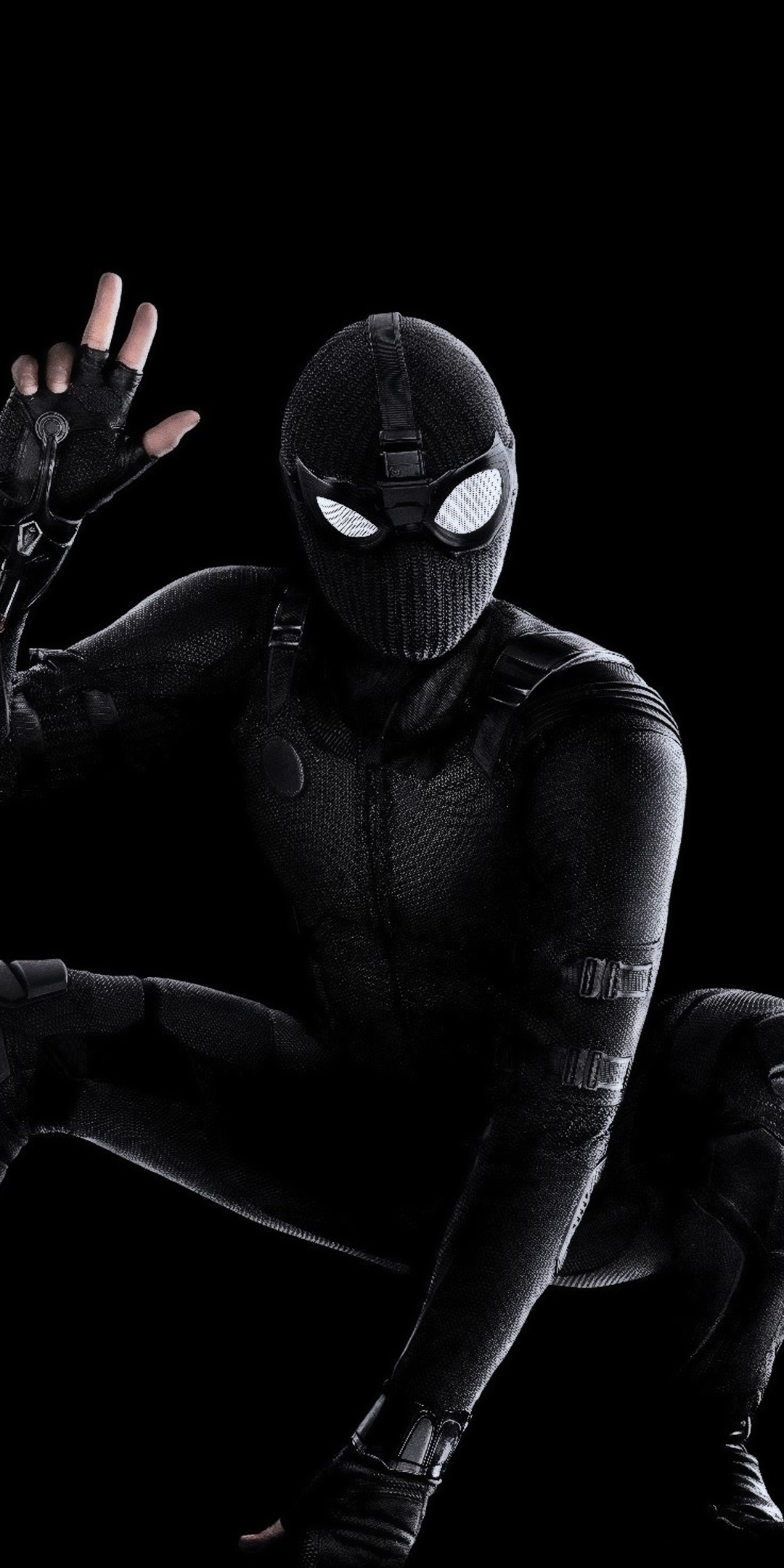 Spider-man: Far From Home, black suit, 1080x2160 wallpaper