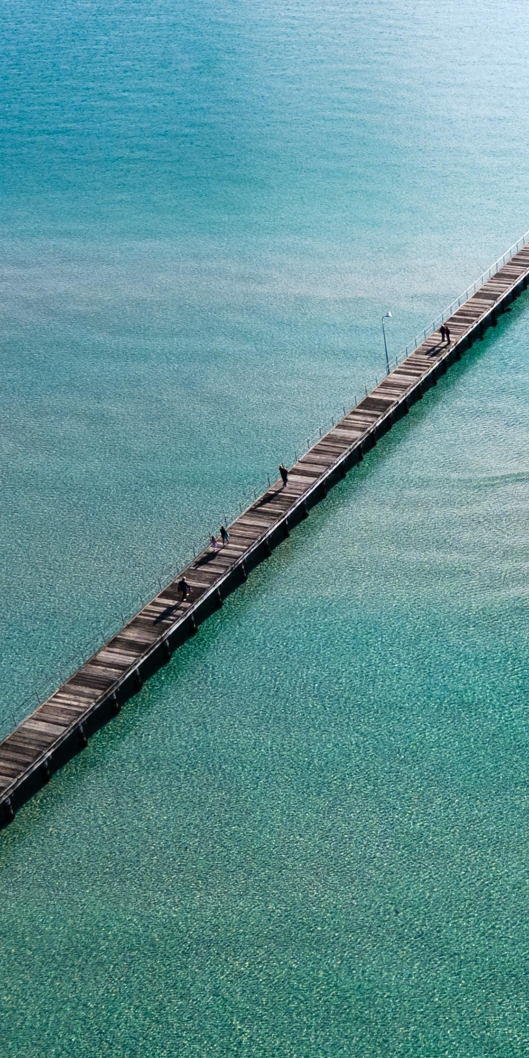 Wooden bridge, pier, aerial view, 1080x2160 wallpaper