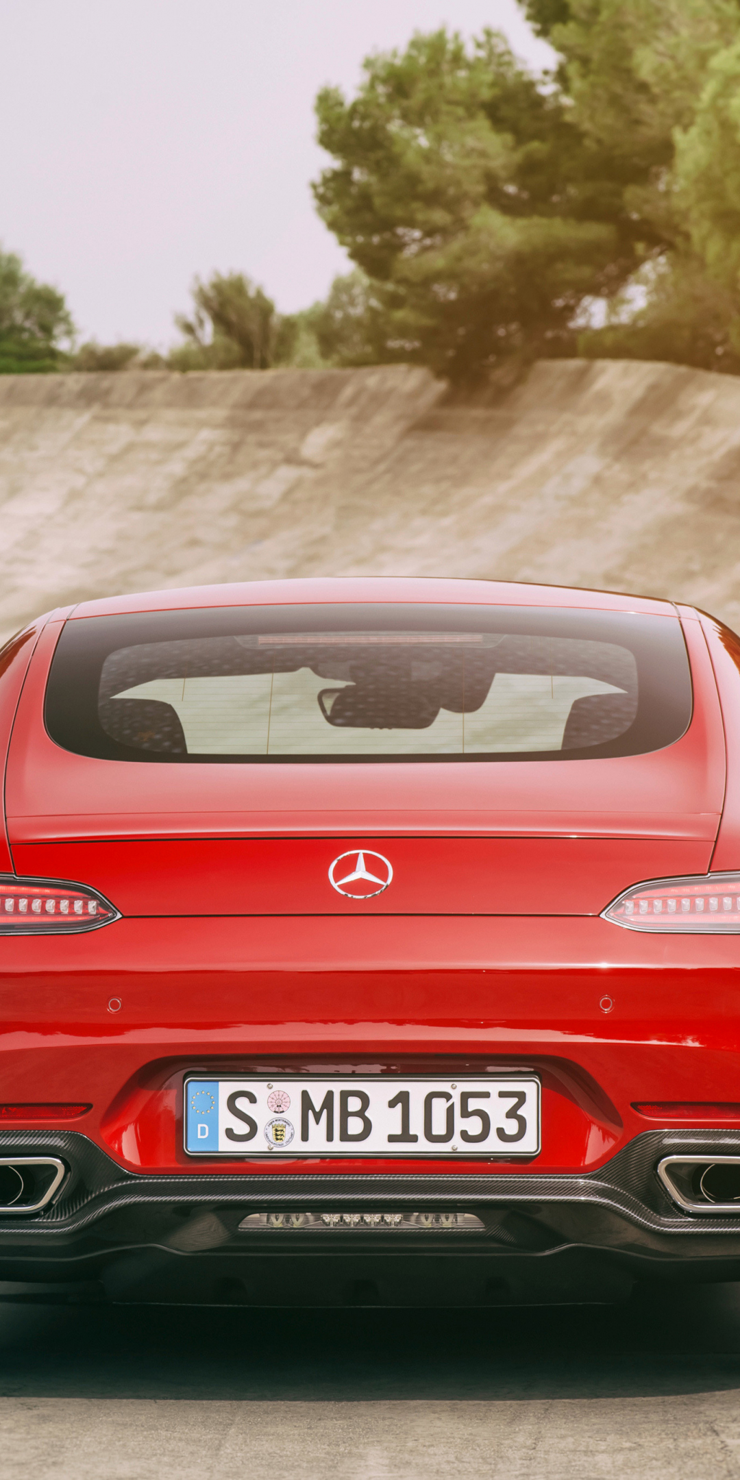 Mercedes-AMG GT S, red car, 2017, rear, 1080x2160 wallpaper
