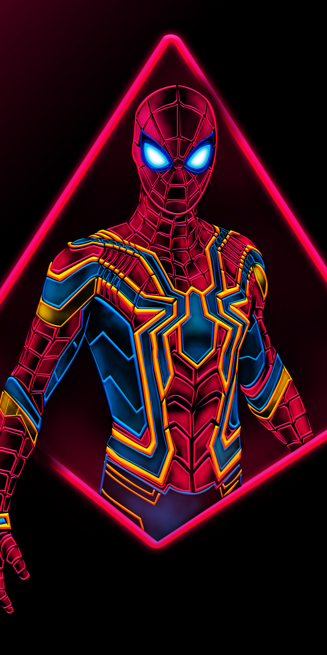Spider-man, neon art, 2023, 1080x2160 wallpaper