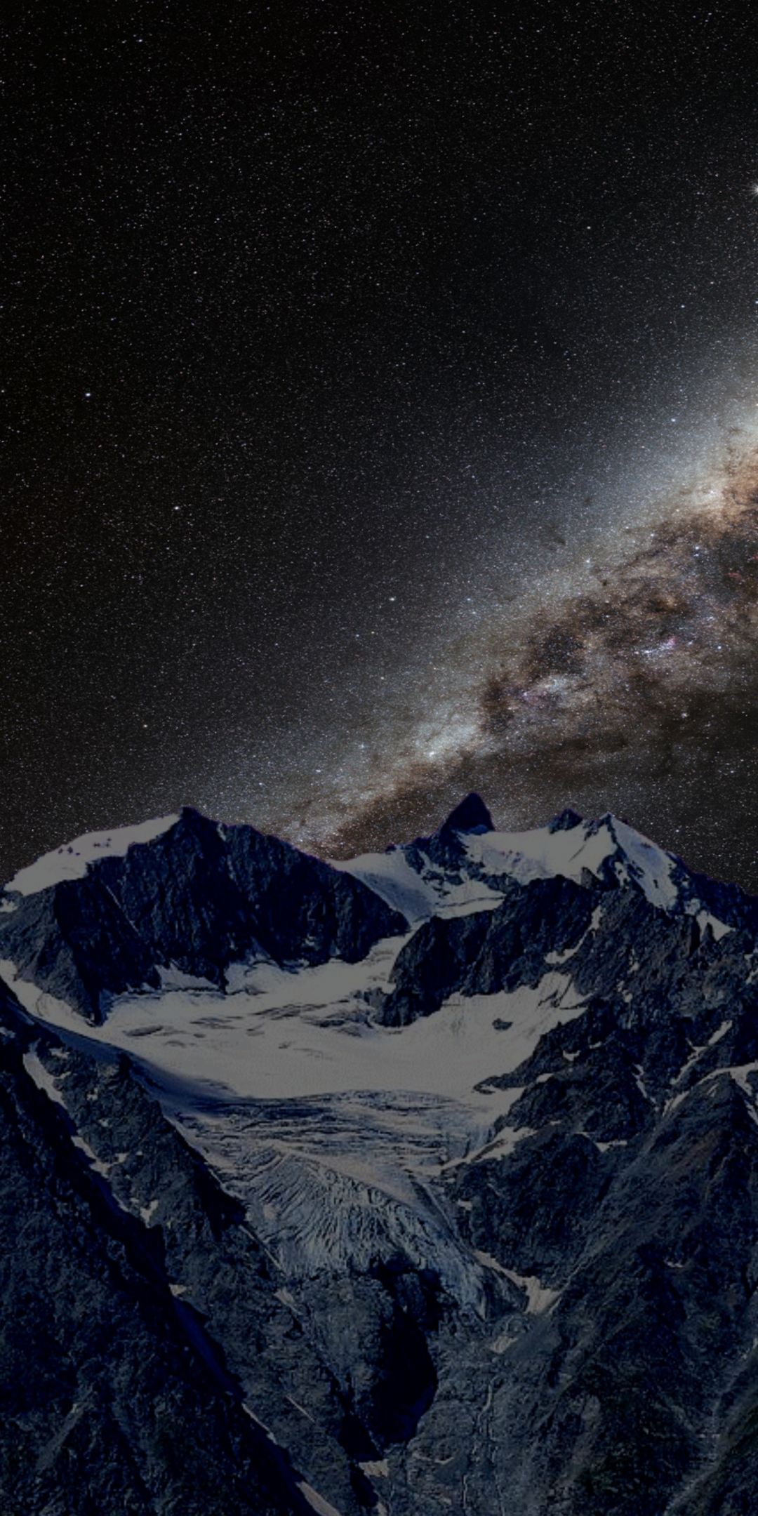 Milky way, starry night, dark, mountains, 1080x2160 wallpaper