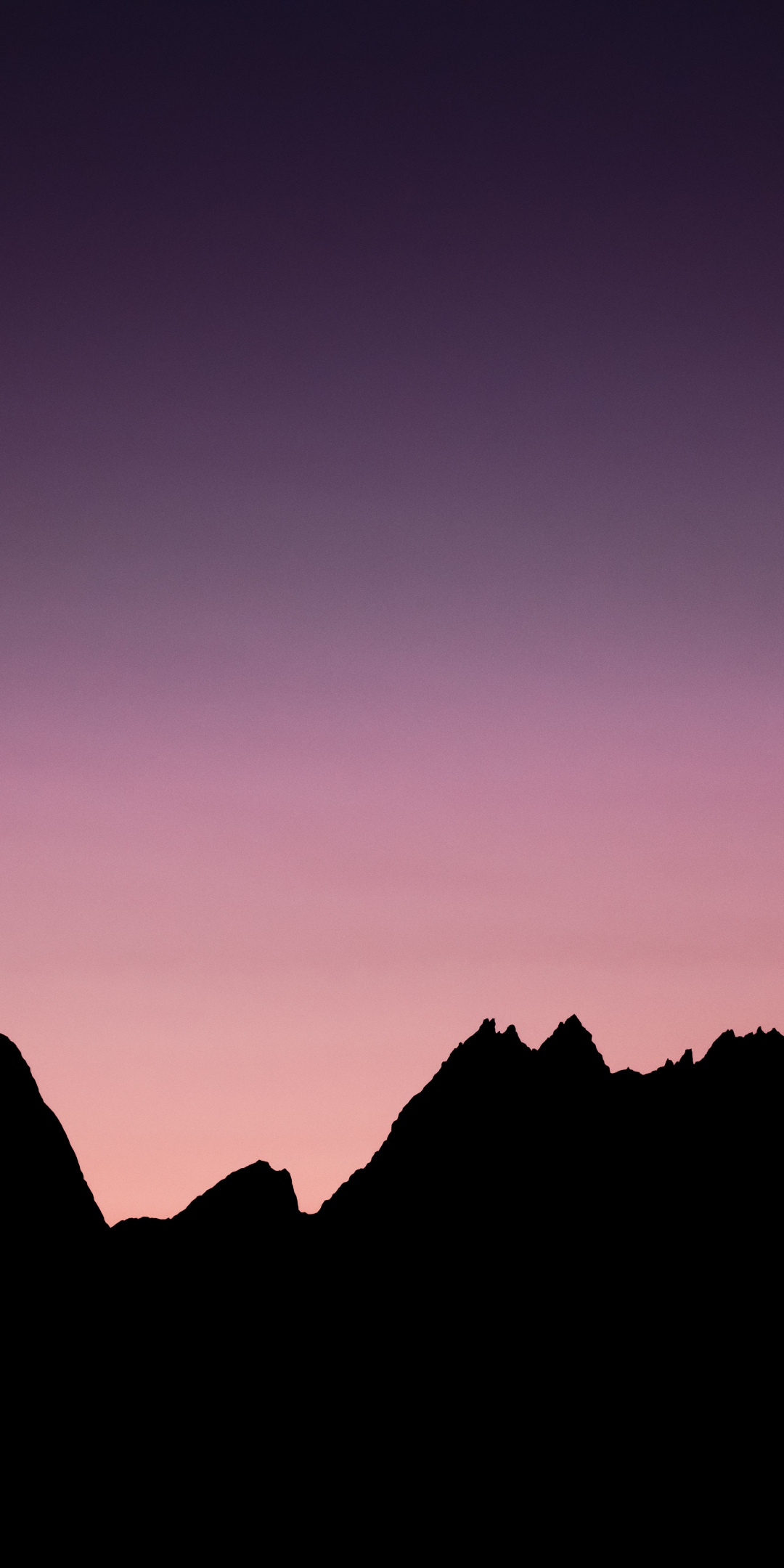 Purple sky, sunset, mountains, silhouette, 1080x2160 wallpaper