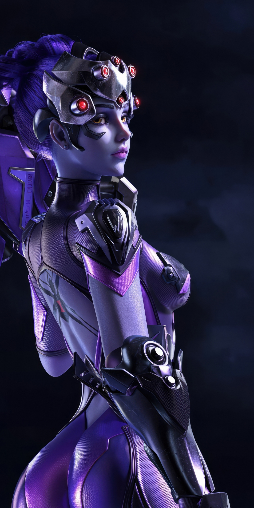 Widowmaker character, overwatch, online game, dark, 1080x2160 wallpaper