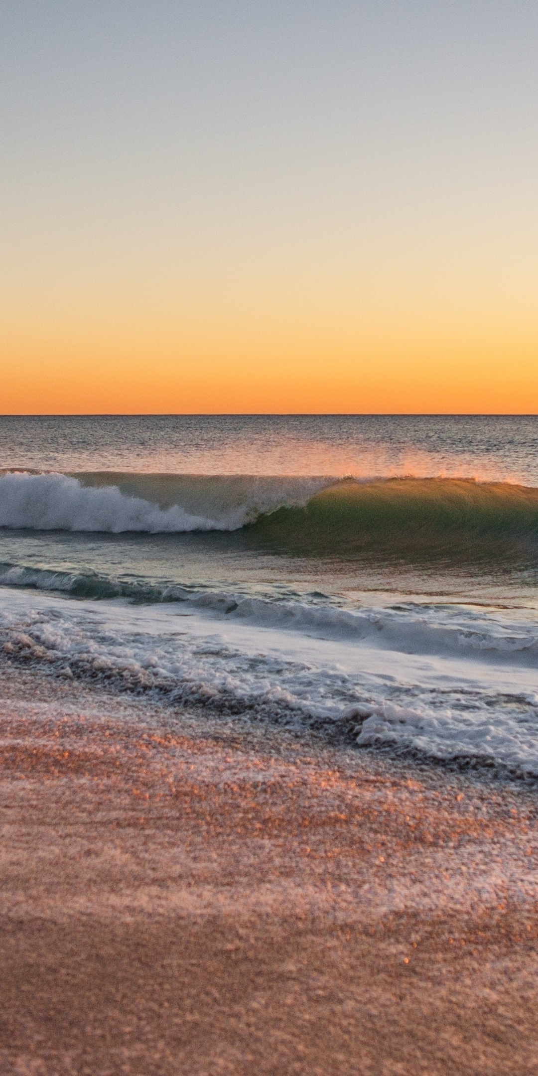 Calm and peaceful seashore, beach, sunset, 1080x2160 wallpaper