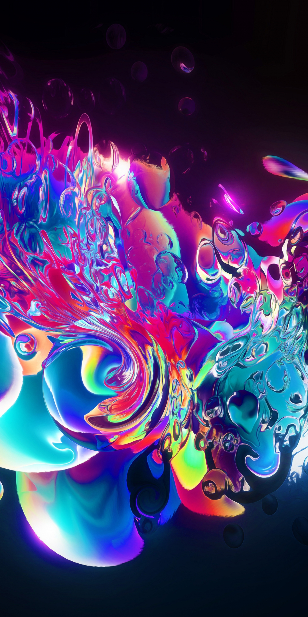 Liquid blast, colorful, abstract, art, 1080x2160 wallpaper