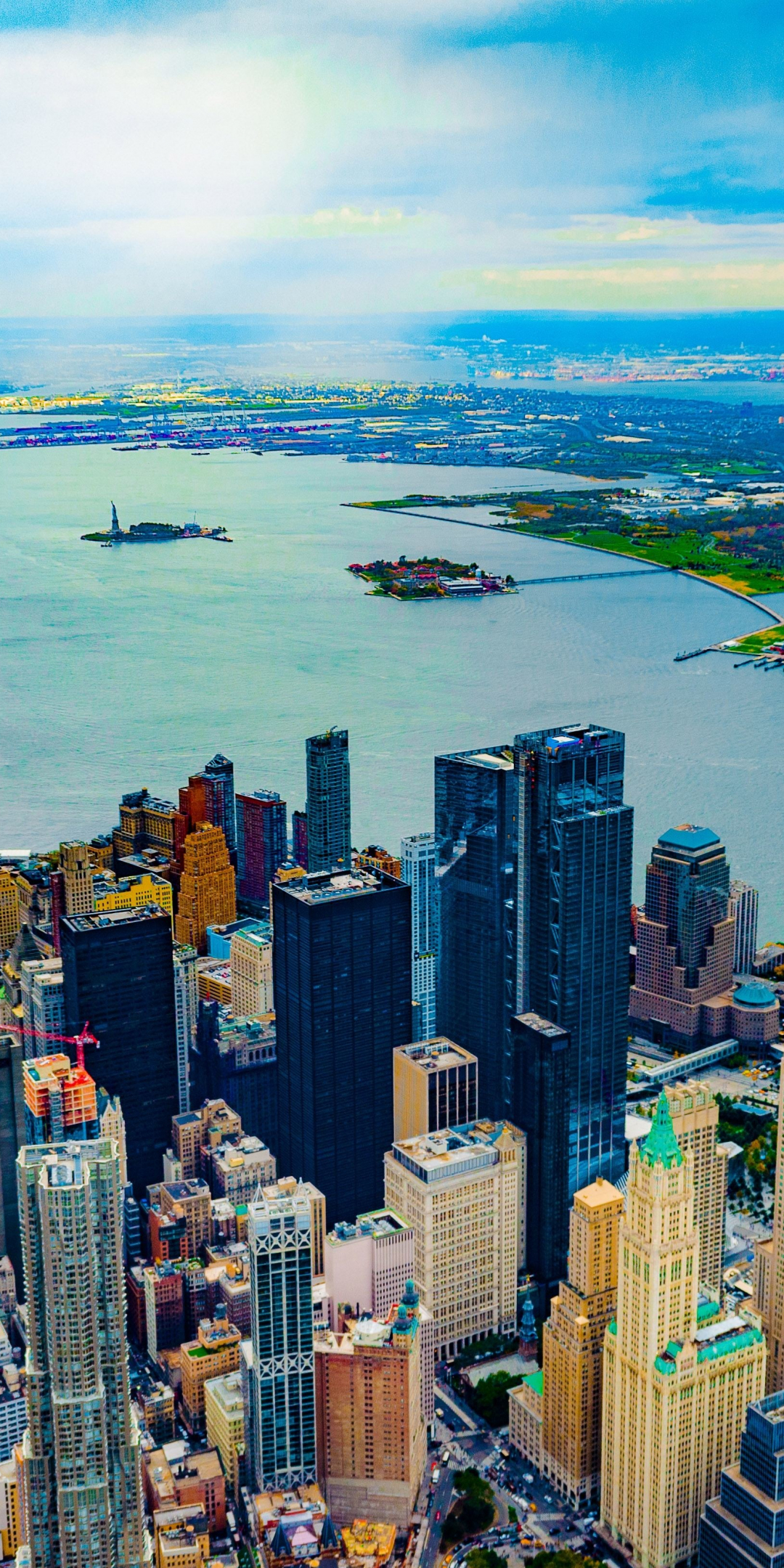 City, aerial view, buildings, New York, 1080x2160 wallpaper