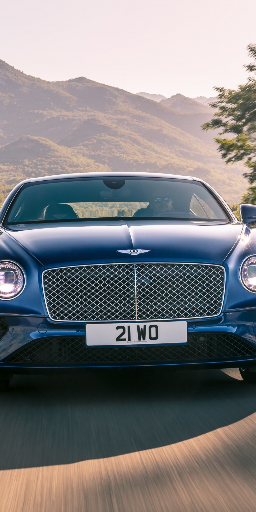 Bentley continental GT, blue luxurious car, 1080x2160 wallpaper