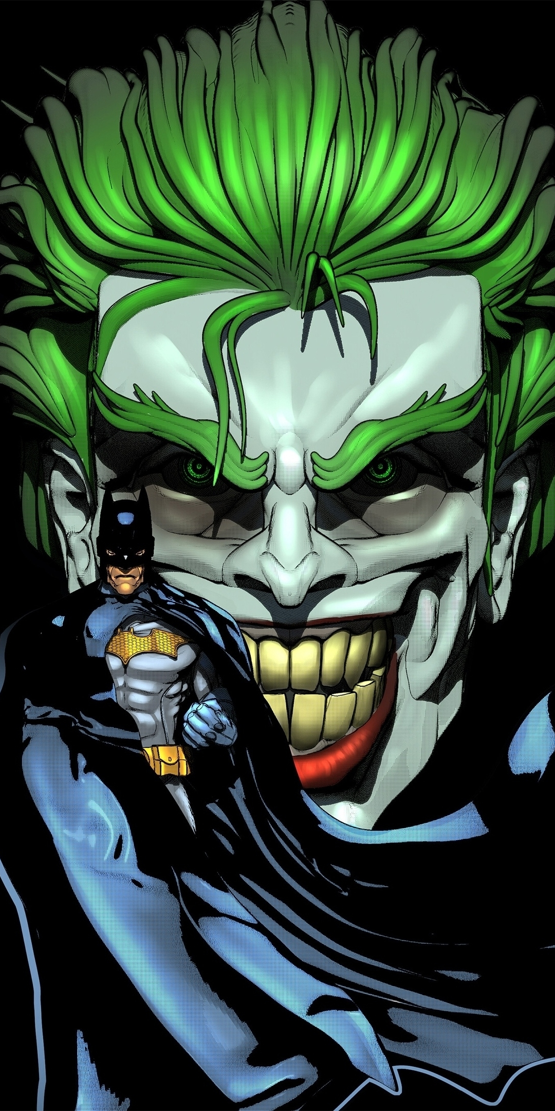 Joker and batman, DC comic, artwork, 1080x2160 wallpaper