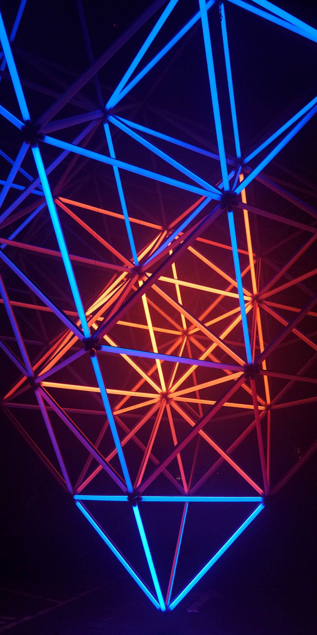 Neon shapes, structure, glow, triangle, 1080x2160 wallpaper