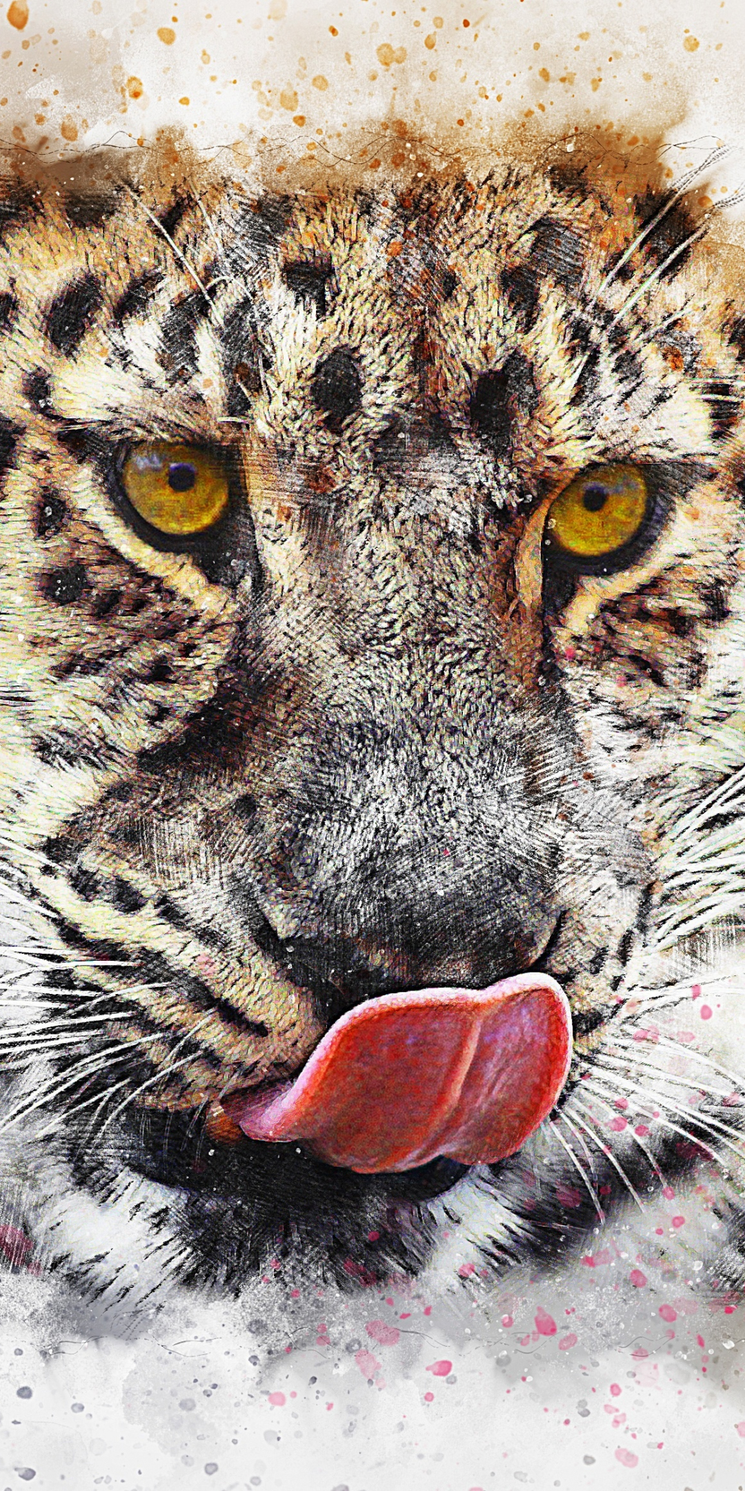 Leopard, muzzle, art, predator, 1080x2160 wallpaper