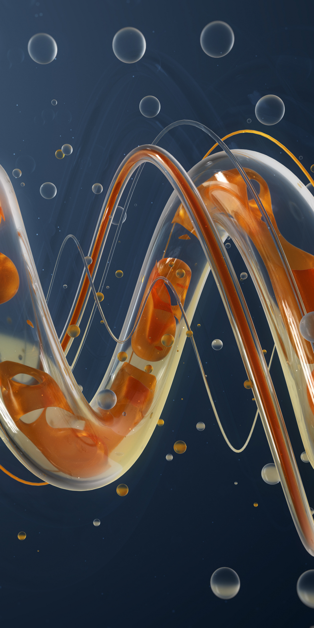 Curves, loop, tube, bubbles, render, digital art, 1080x2160 wallpaper
