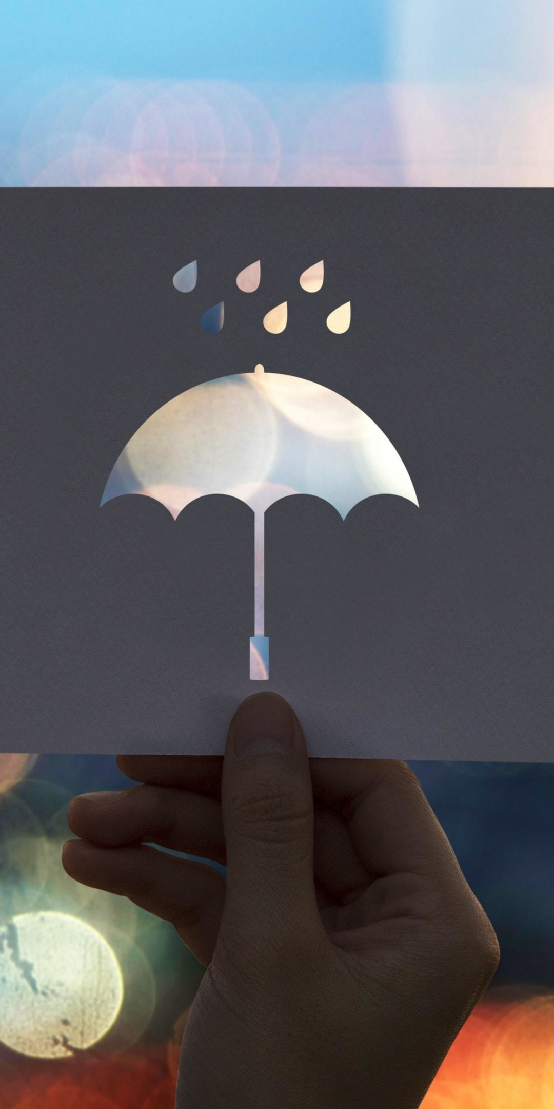 Umbrella, hand, bokeh, 1080x2160 wallpaper