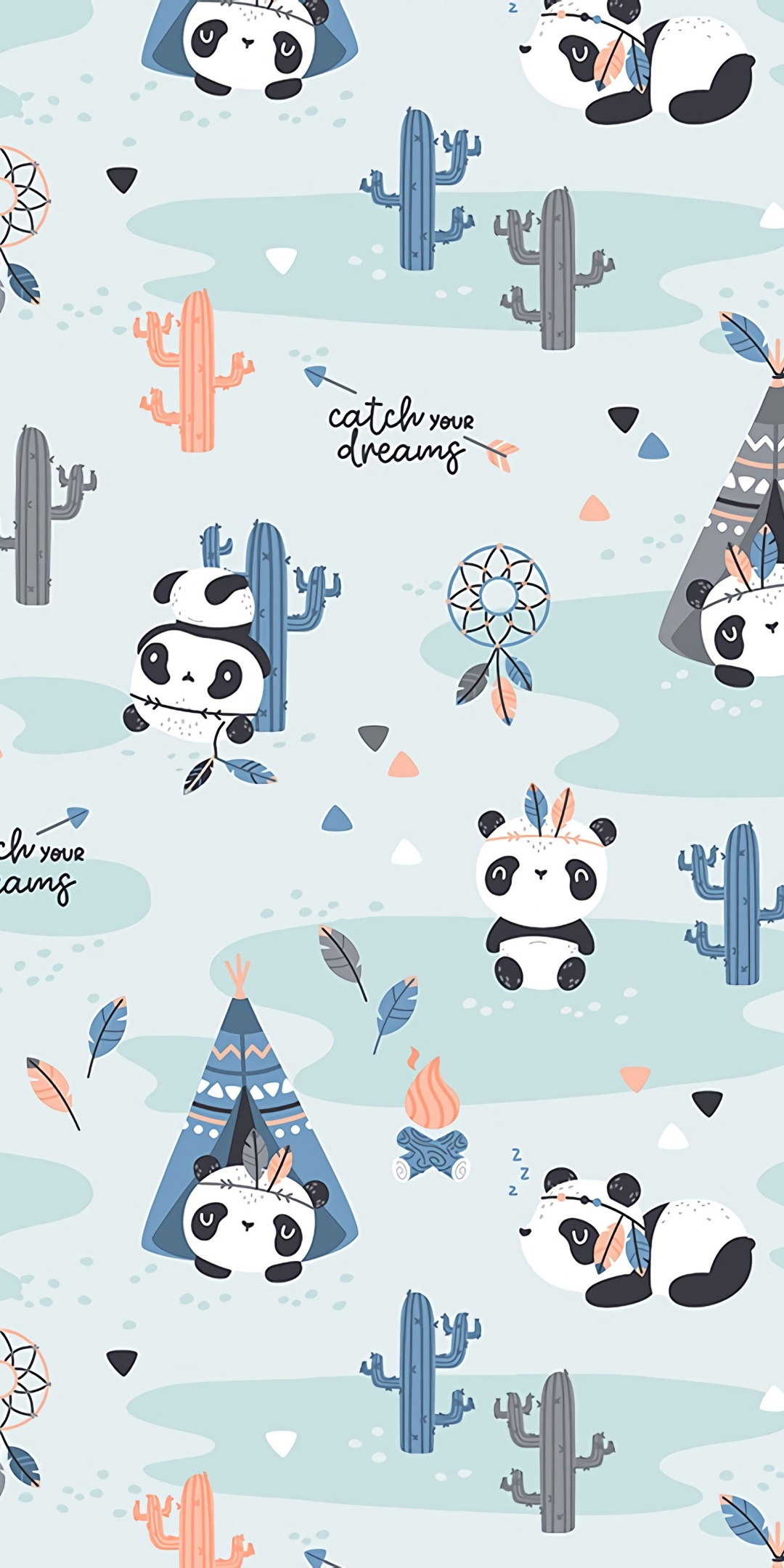 Pandas, pattern, cute, 1080x2160 wallpaper