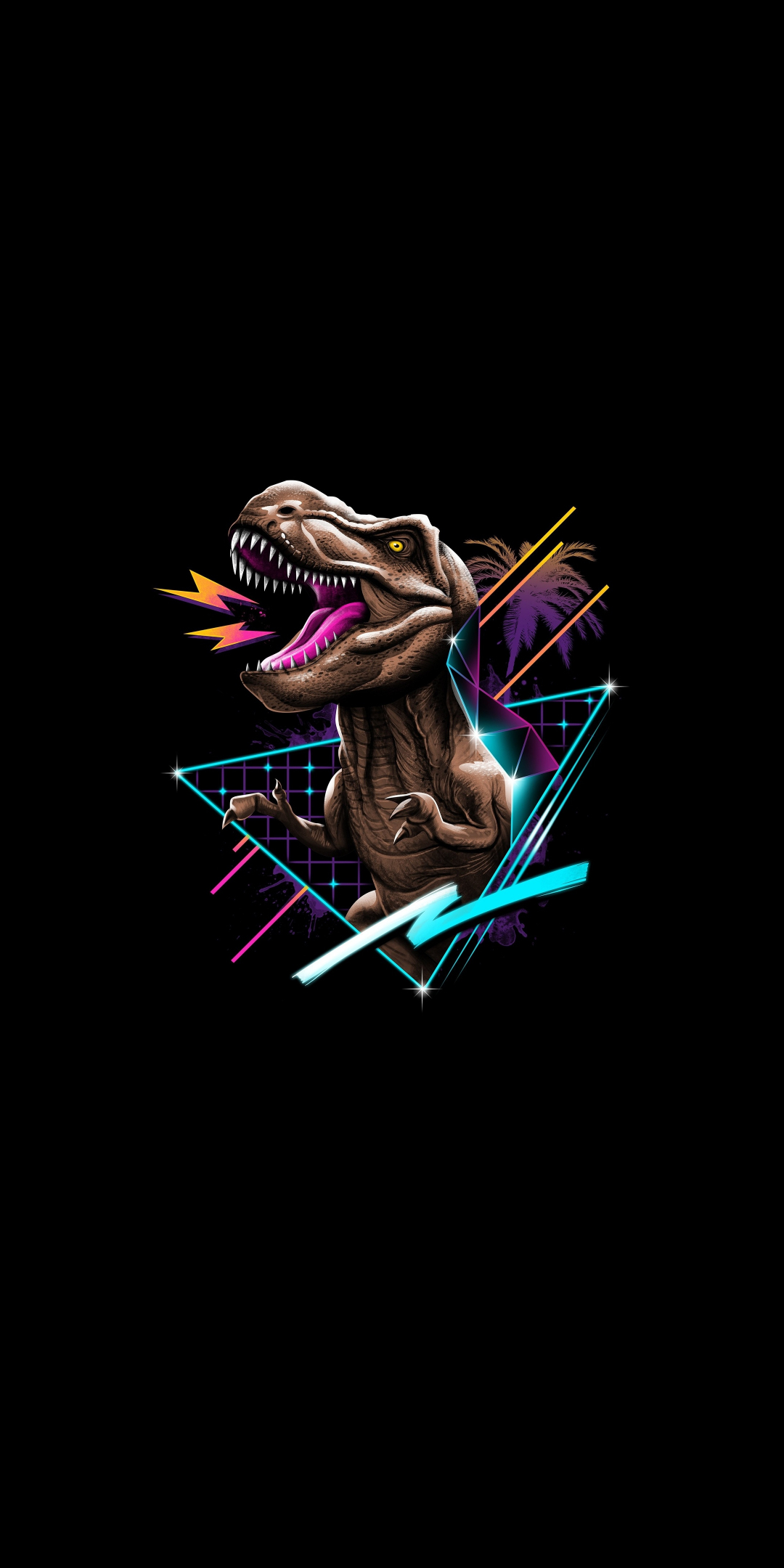 T-Rex, retro art, Dinosaur, minimal, 1080x2160 wallpaper
